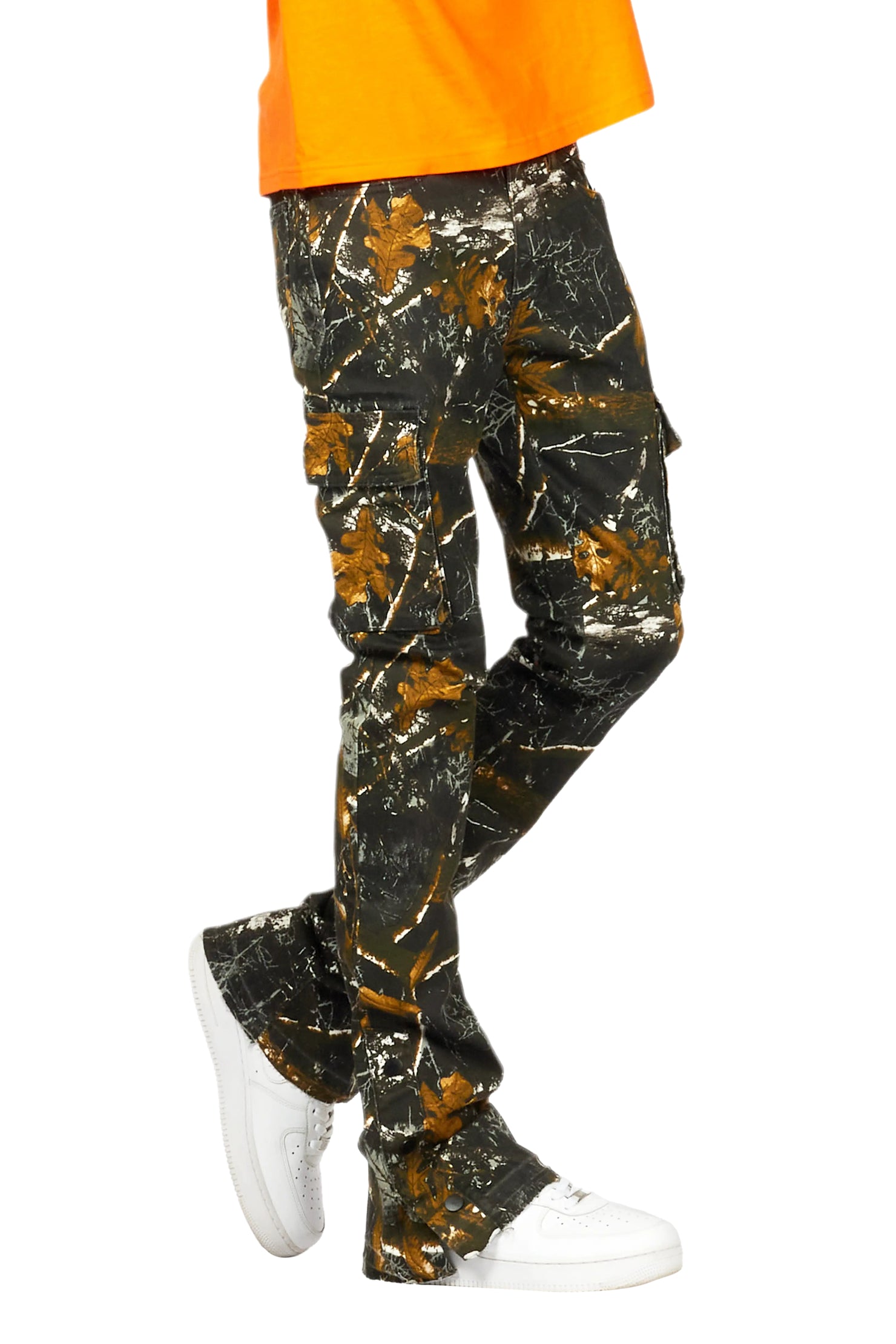 Waage Black Tree Camo Cargo Stacked Flare Jean