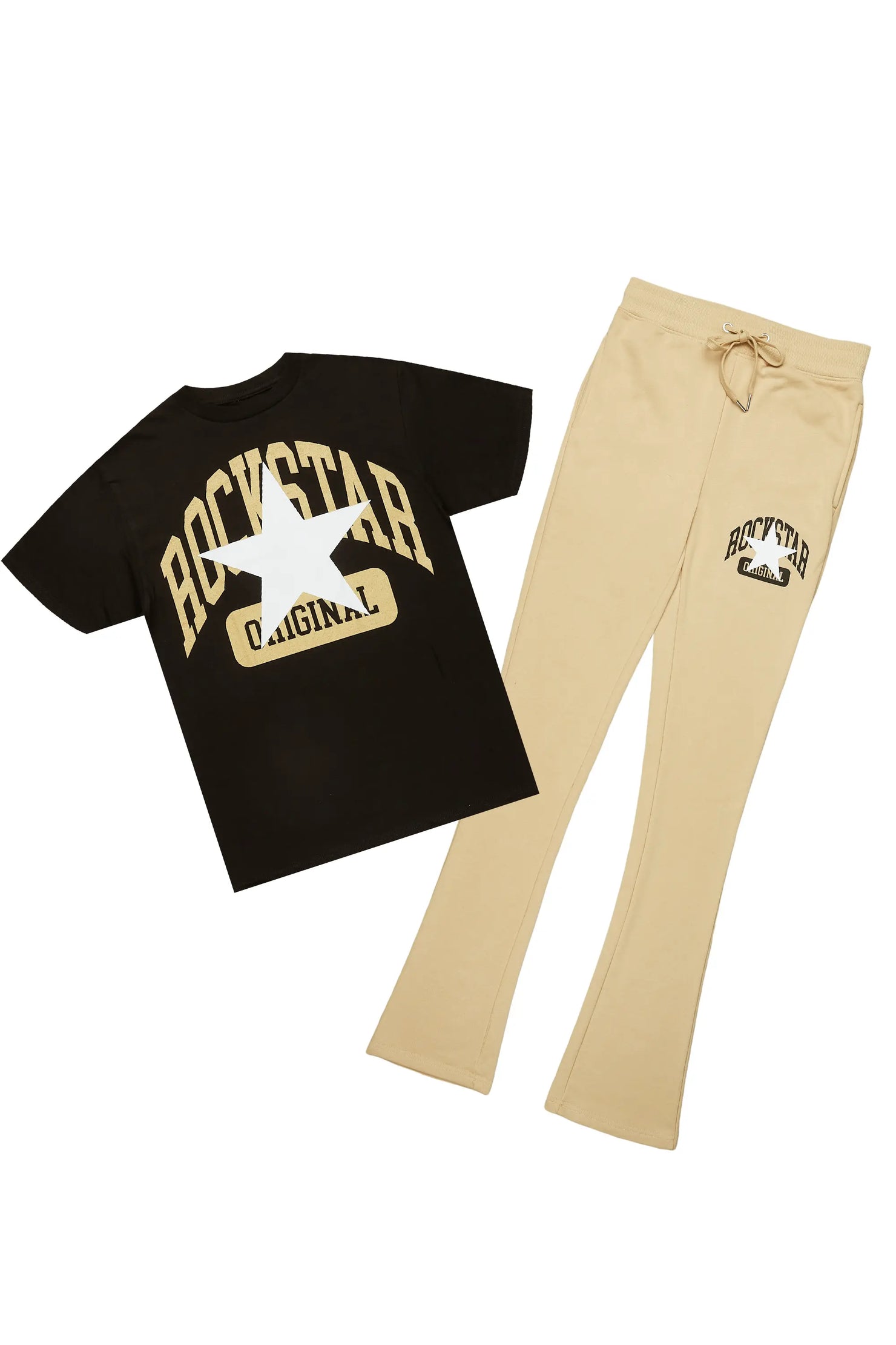 Mallor Black/Beige T-Shirt/Stacked Track Set