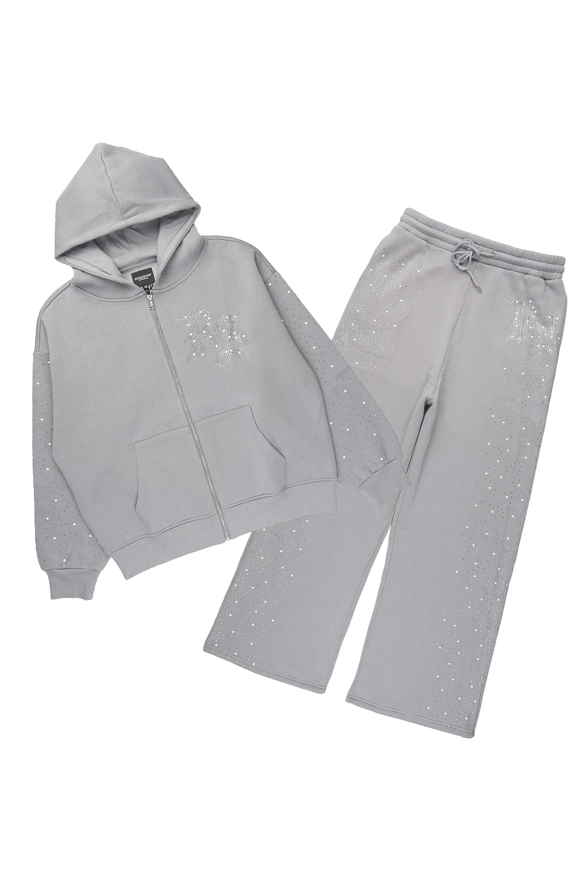 Fenrir Charcoal Rhinestone Hoodie/Baggy Pant Track Set