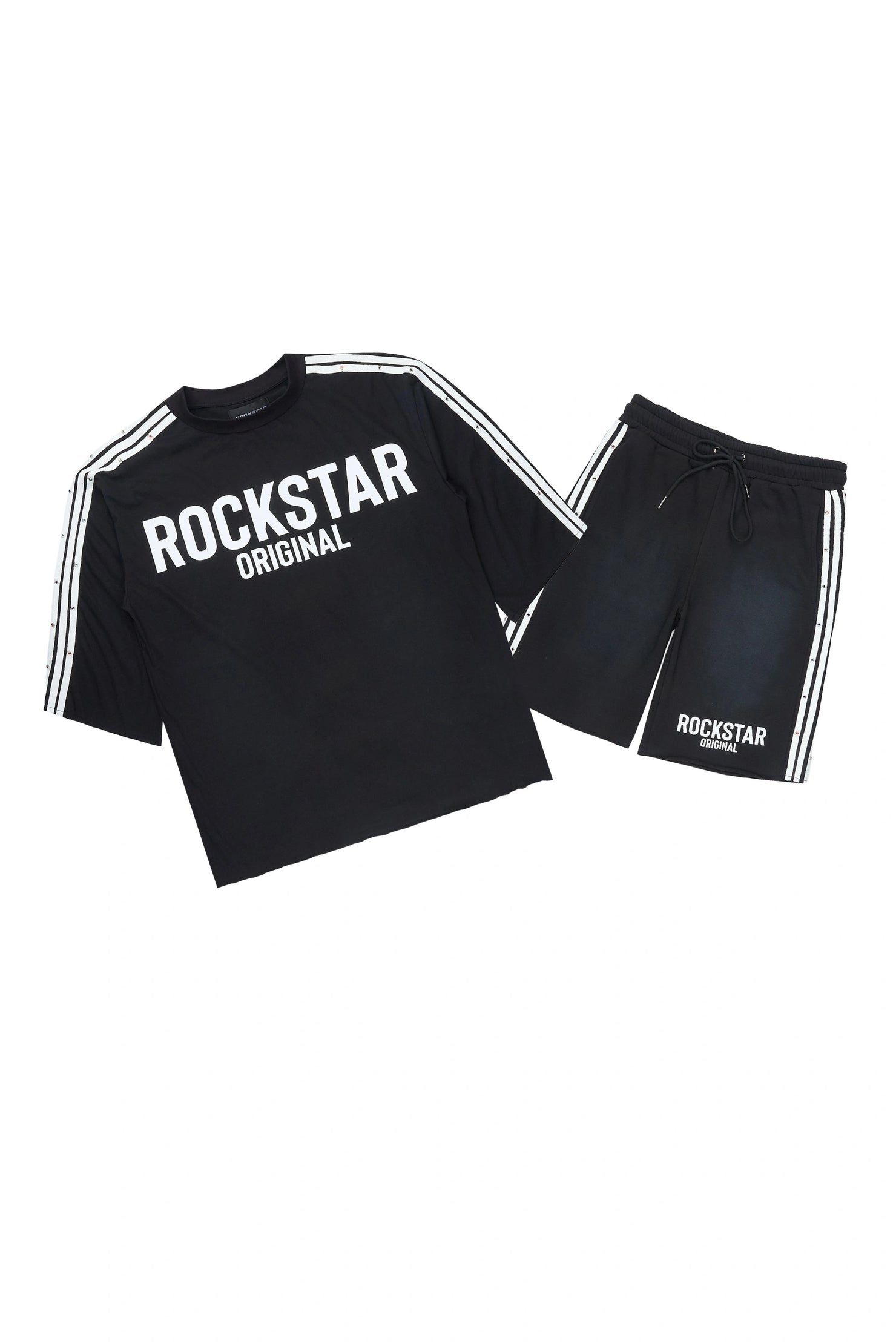 Gulis Black Rhinestone T-Shirt Short Set