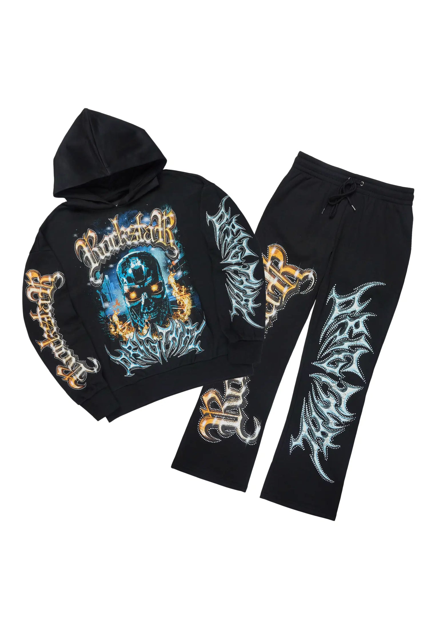 Mesin Black Hoodie/Baggy Pant Track Set