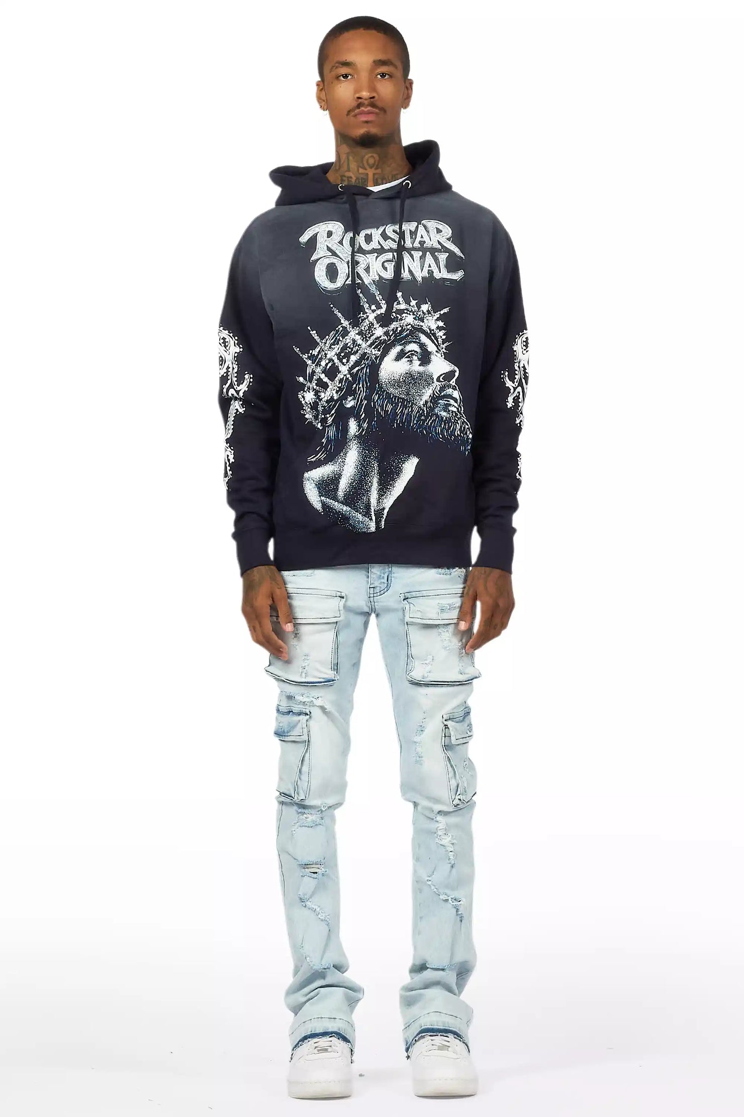 Zaid Blue Stacked Flare Jean