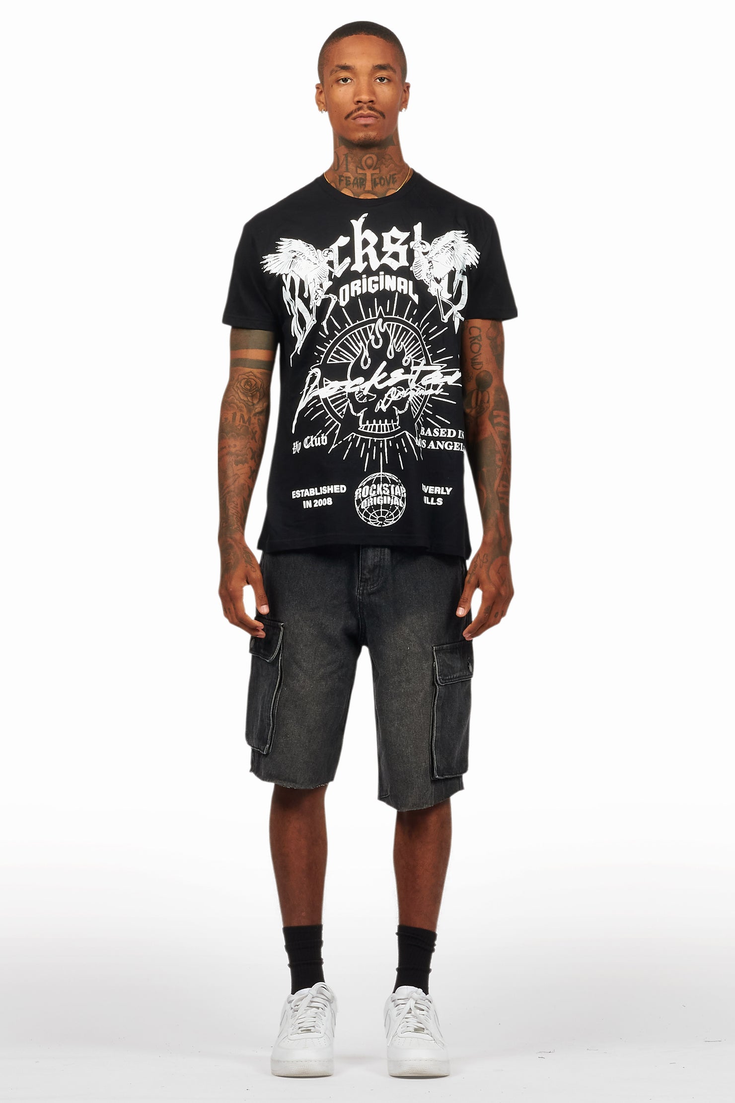 Tally Black T-Shirt/Denim Short Set