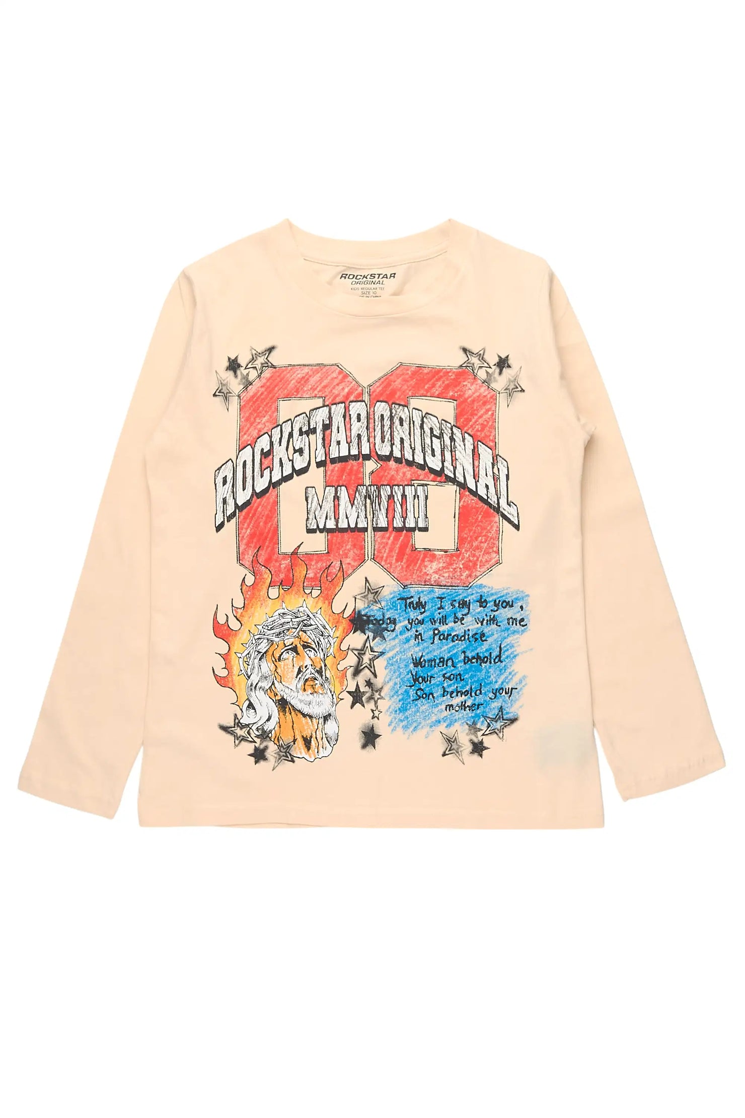 Boys Jesus Crayon Sand Long Sleeve Graphic T-Shirt