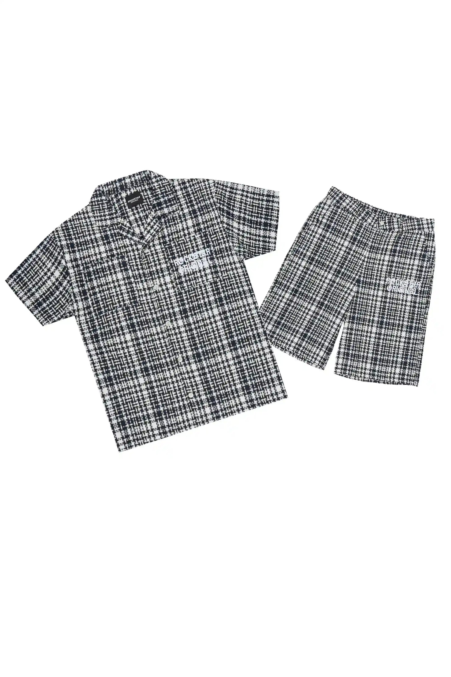 Kashton Black Button Down Shirt/Jort Set