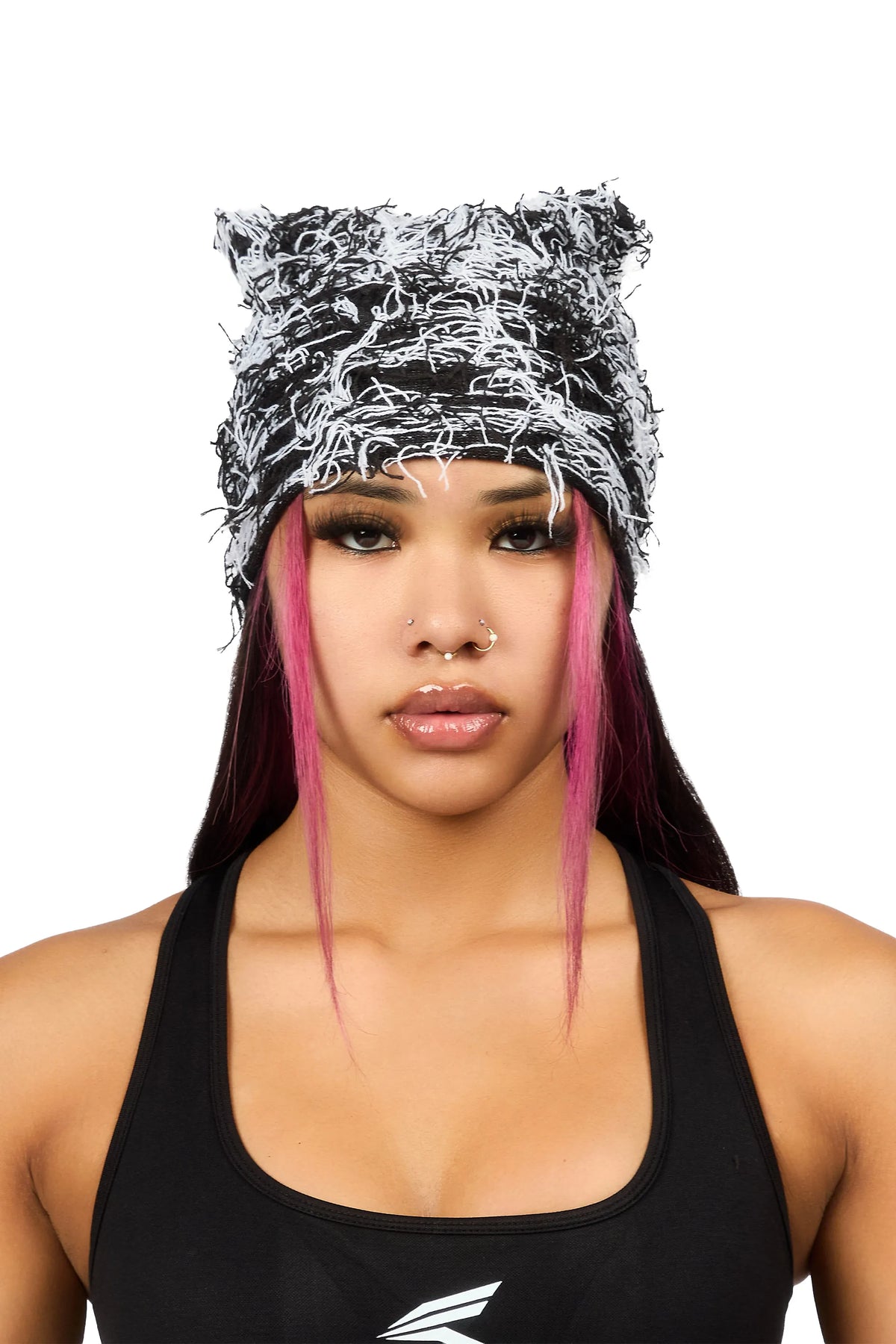 Kasaia Grey Fuzzy Cat Ear Beanie