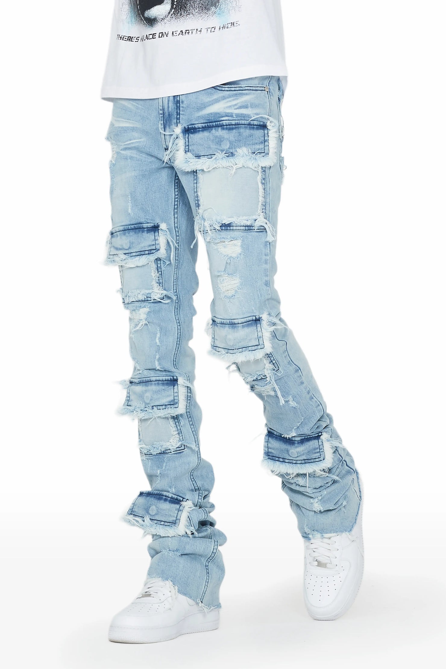 Petrus Blue Super Stacked Flare Jean