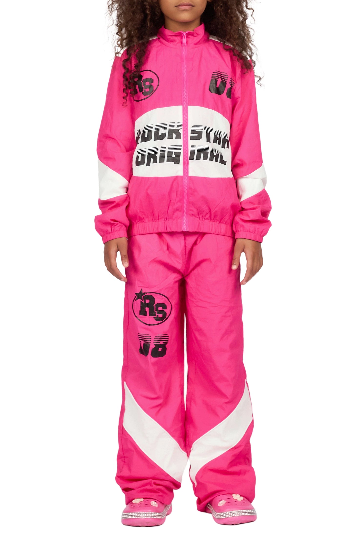 Girls Wayra Fuchsia/White Windbreaker Jacket Track Set
