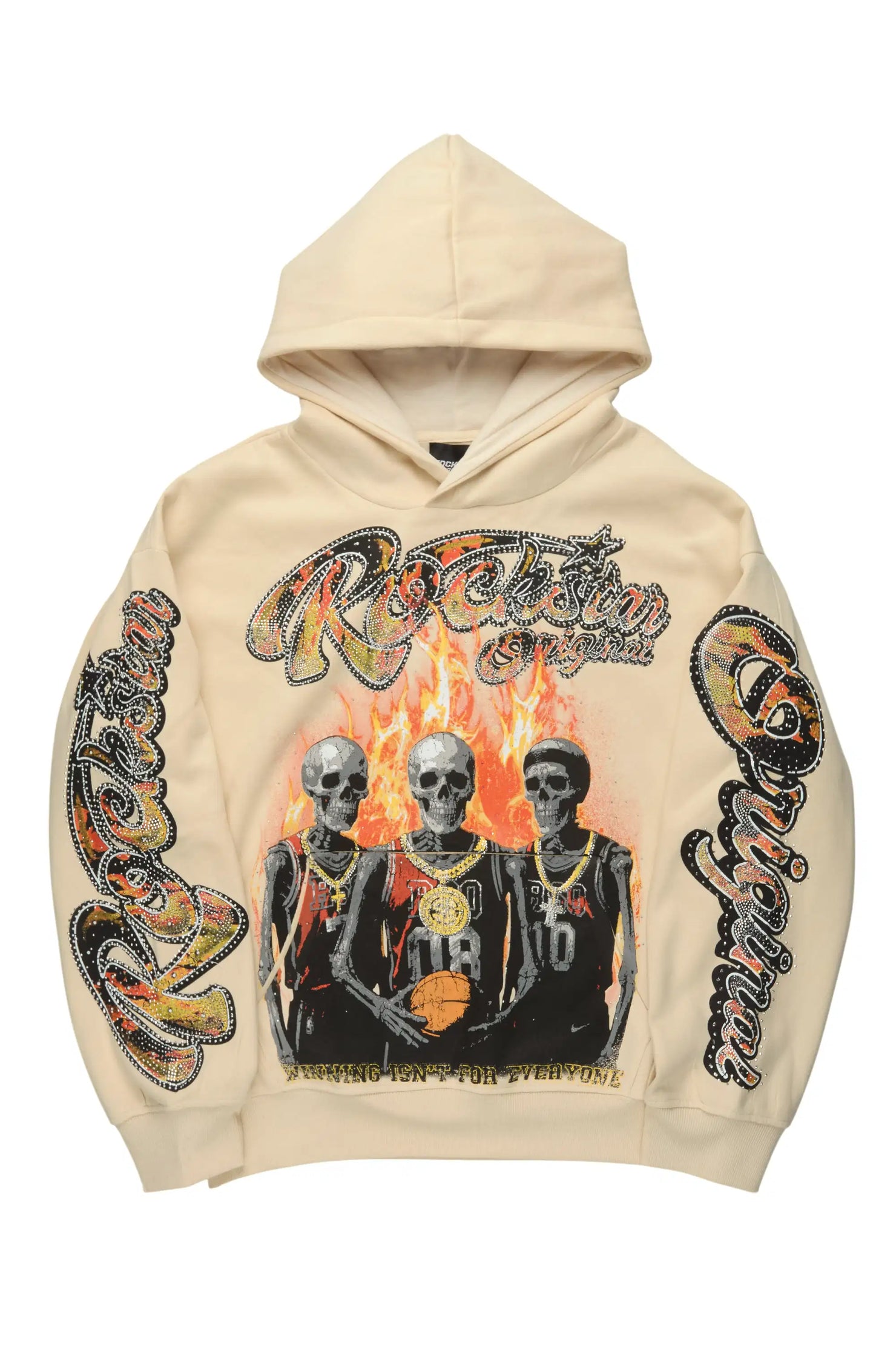 Vincitor Beige Rhinestone Oversized Hoodie