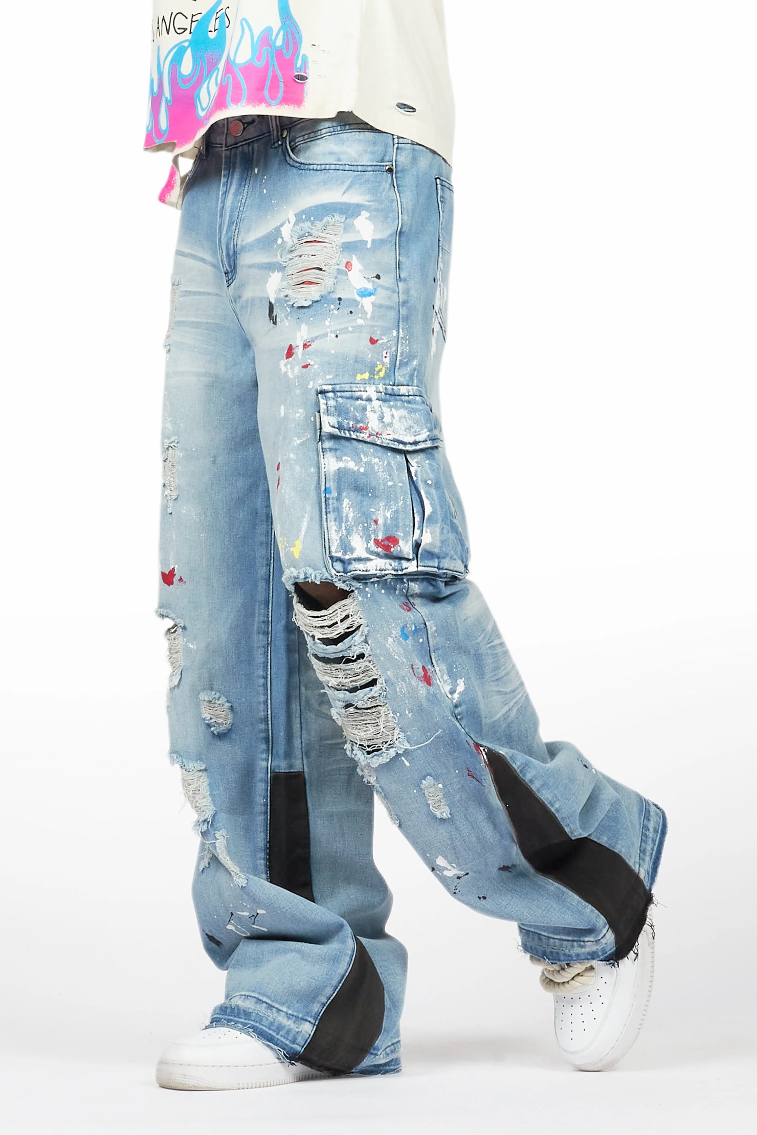 Dru Blue Painter Baggy Cargo Jean
