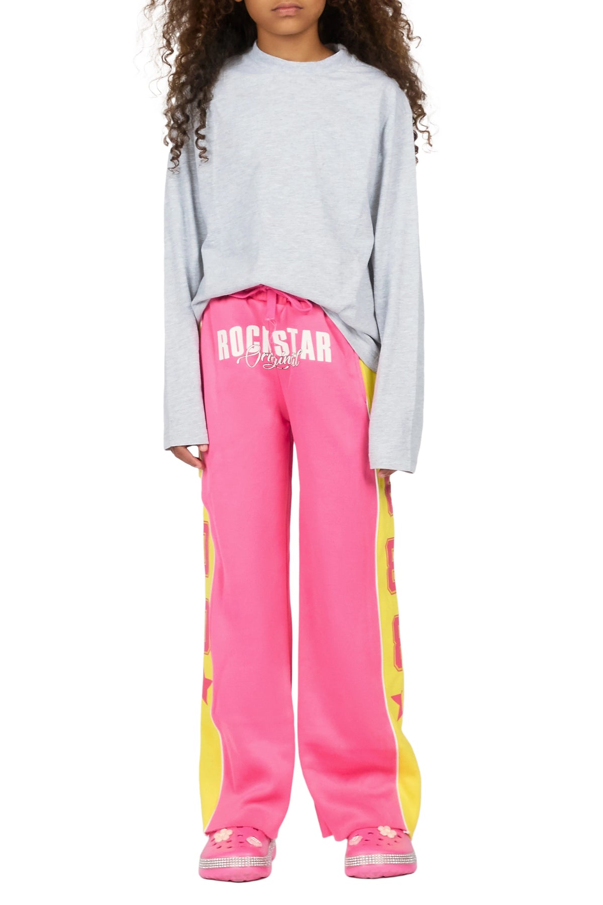 Girls Airelle Pink/Yellow Baggy Track Pant