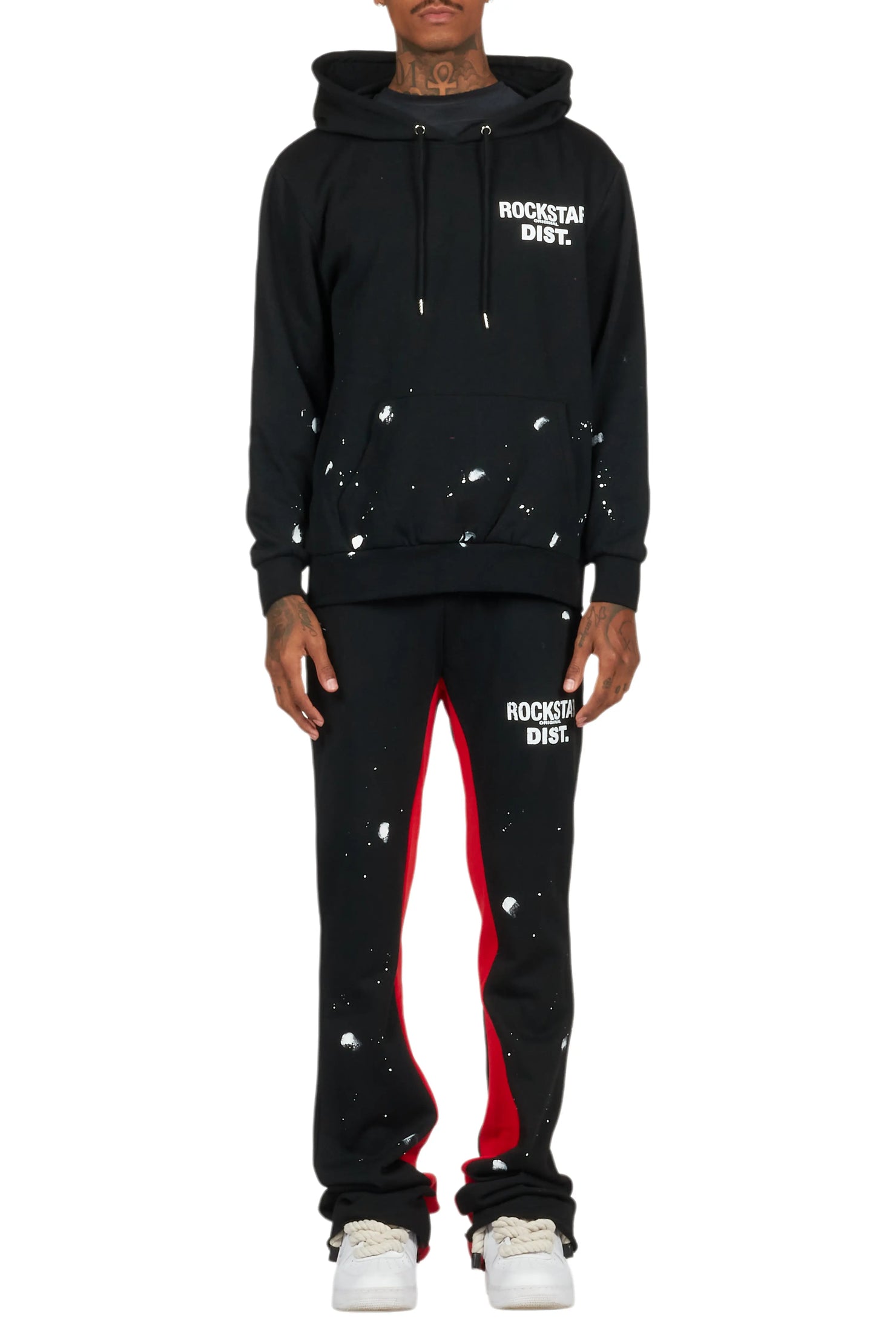 Raffer Black/Red Hoodie Baggy Fit Pant Track Set