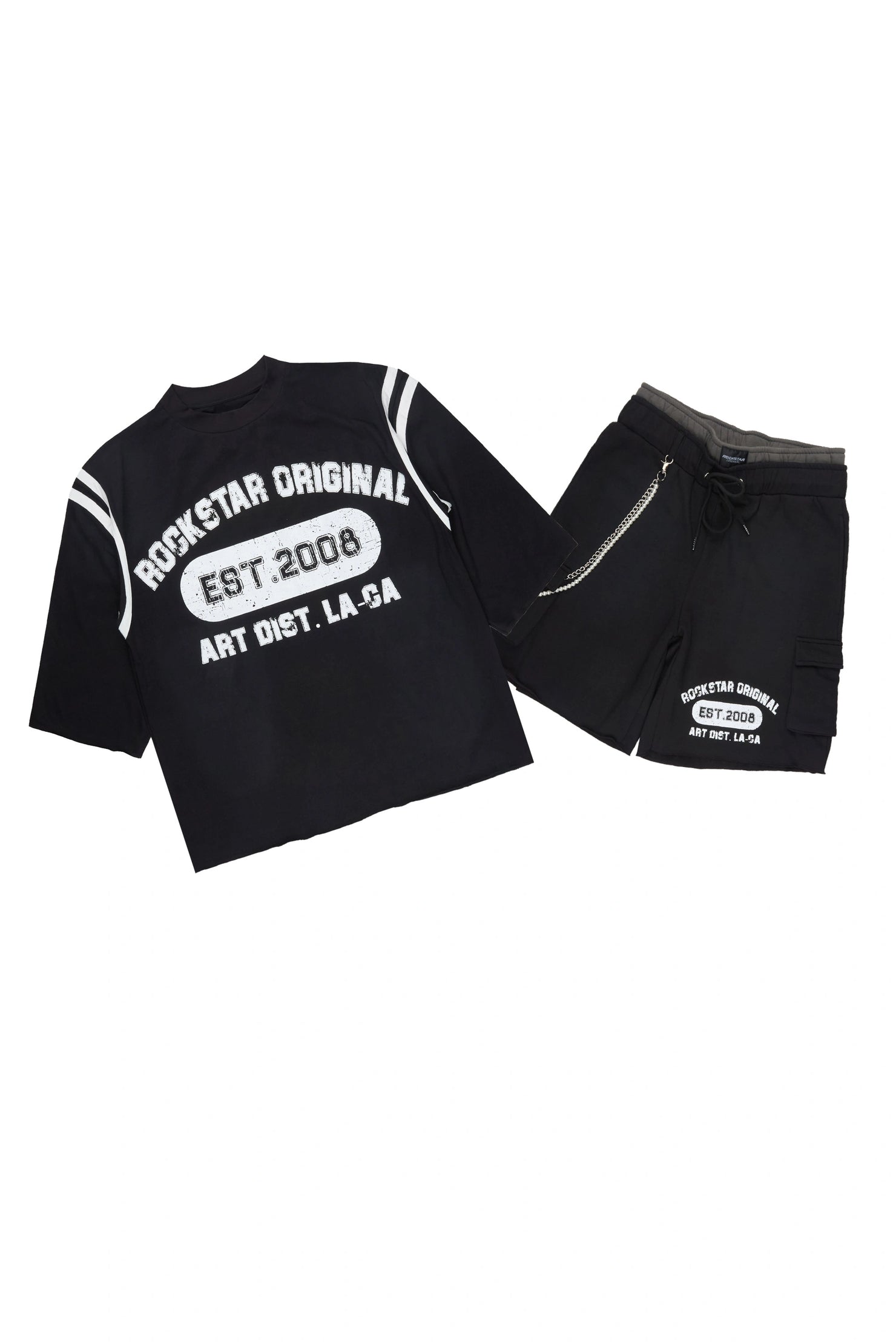 Alexander Black T-Shirt/ Double Waisted Short Set