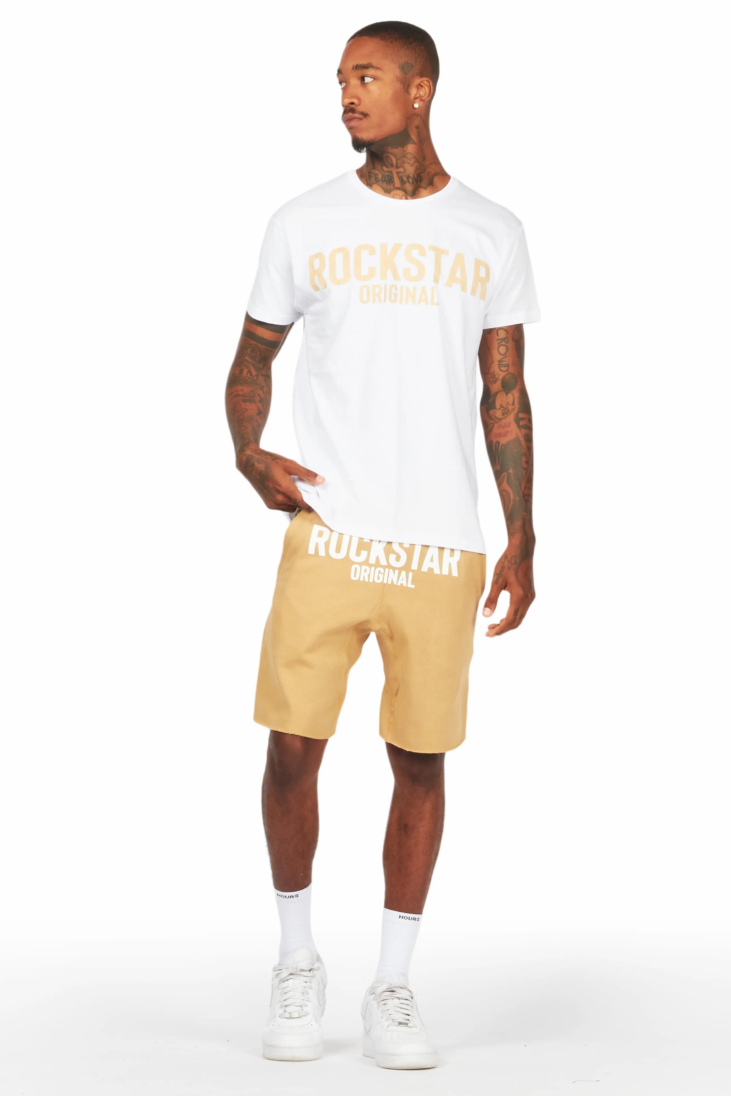 Sana White/Beige Short Set