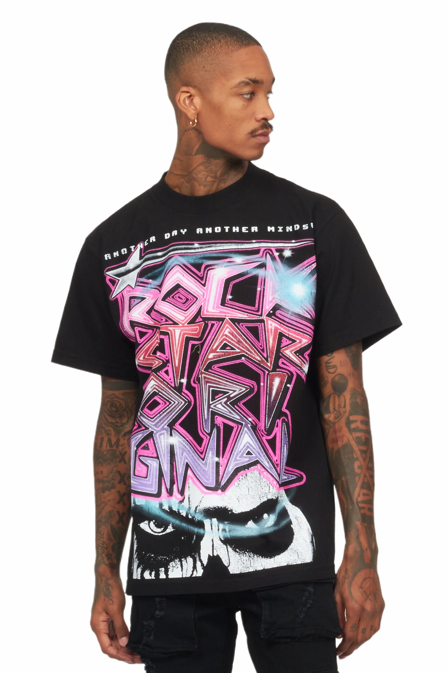 Krog Black Oversized Graphic T-Shirt