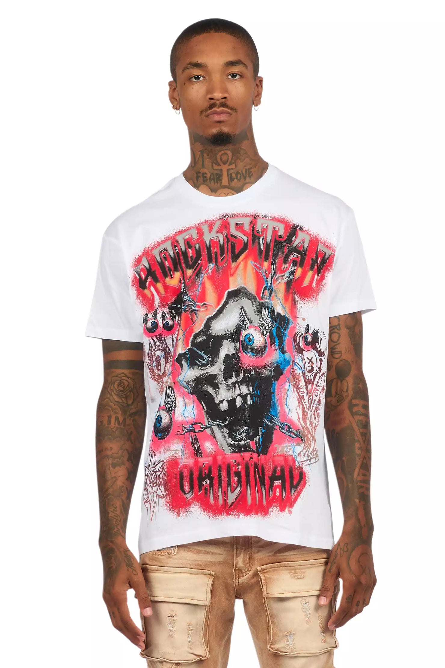 Styx White/Red Oversized Graphic T-Shirt