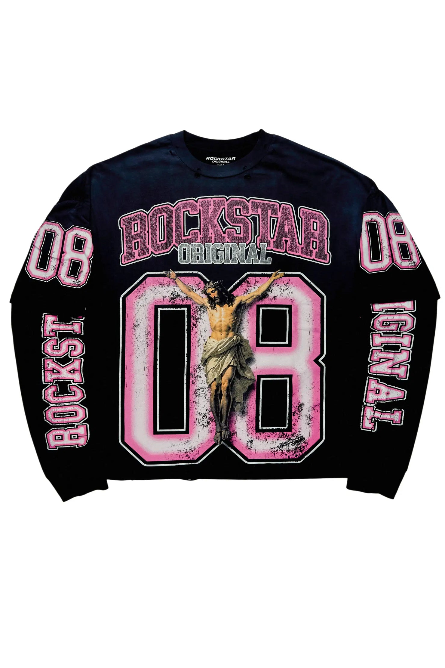 Fields Black/Pink Double Layer Long Sleeve Graphic T-Shirt