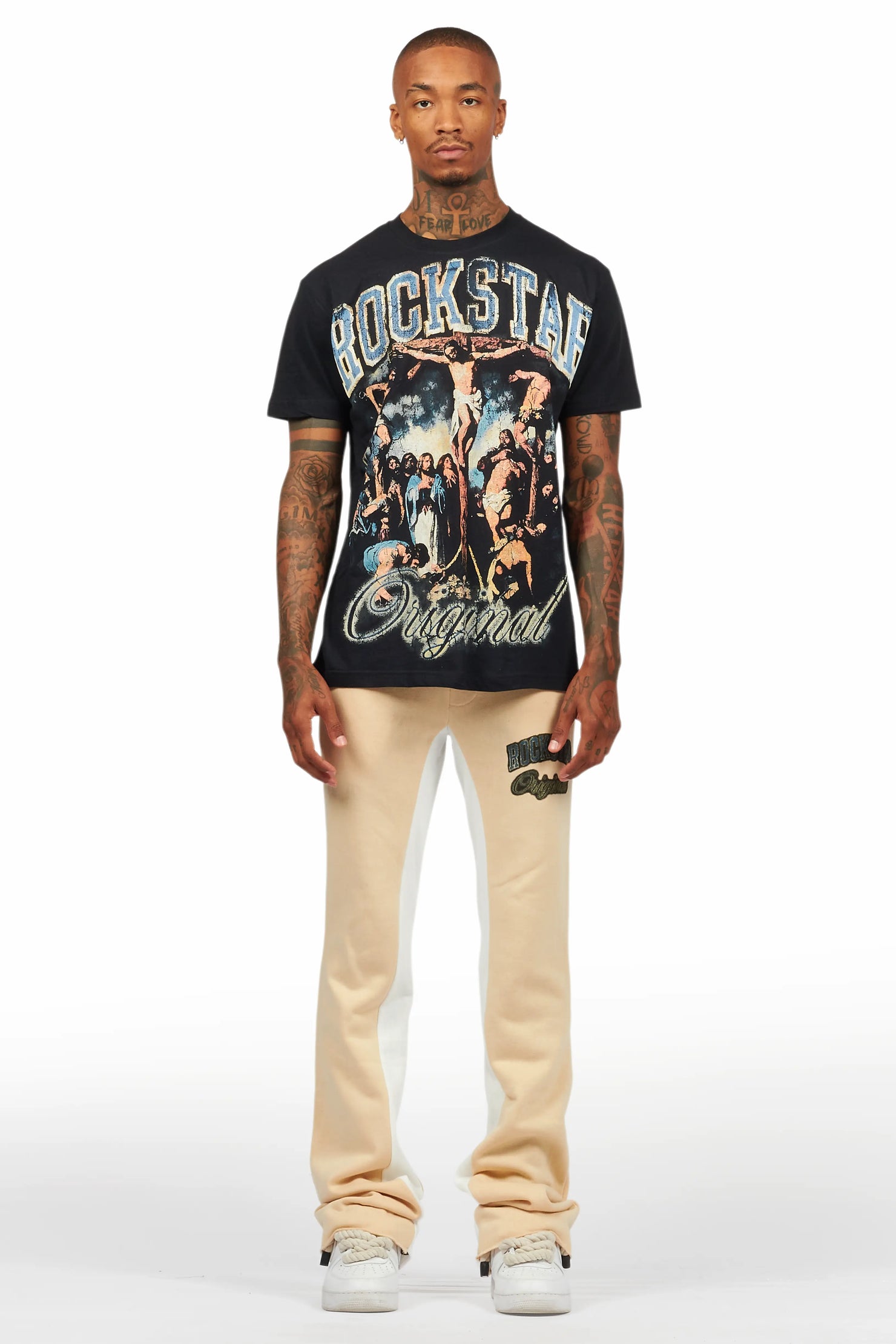 Waller Black/Beige T-Shirt/Baggy Pant Set