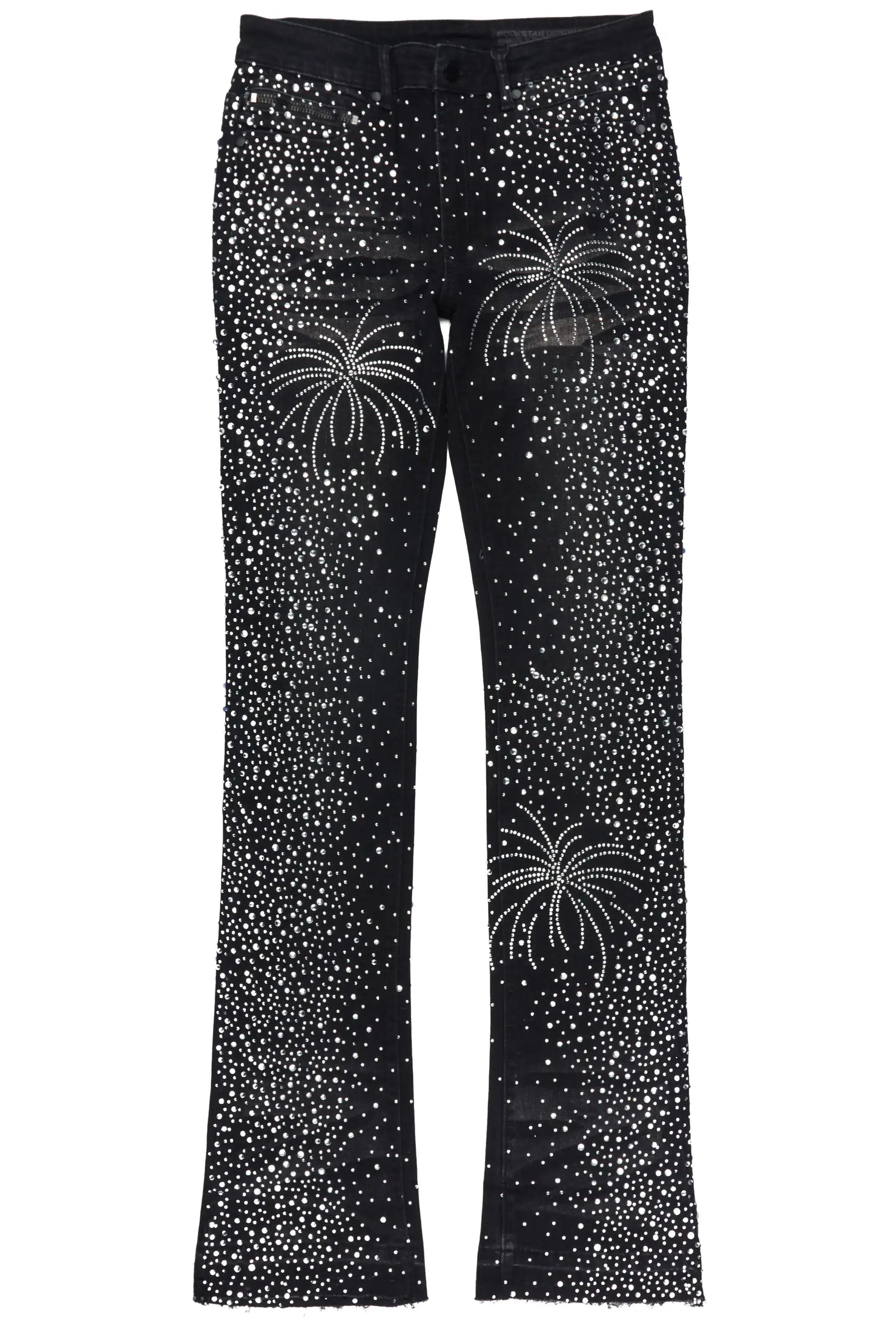 Raiden Dark Grey Rhinestone Stacked Fit Jean