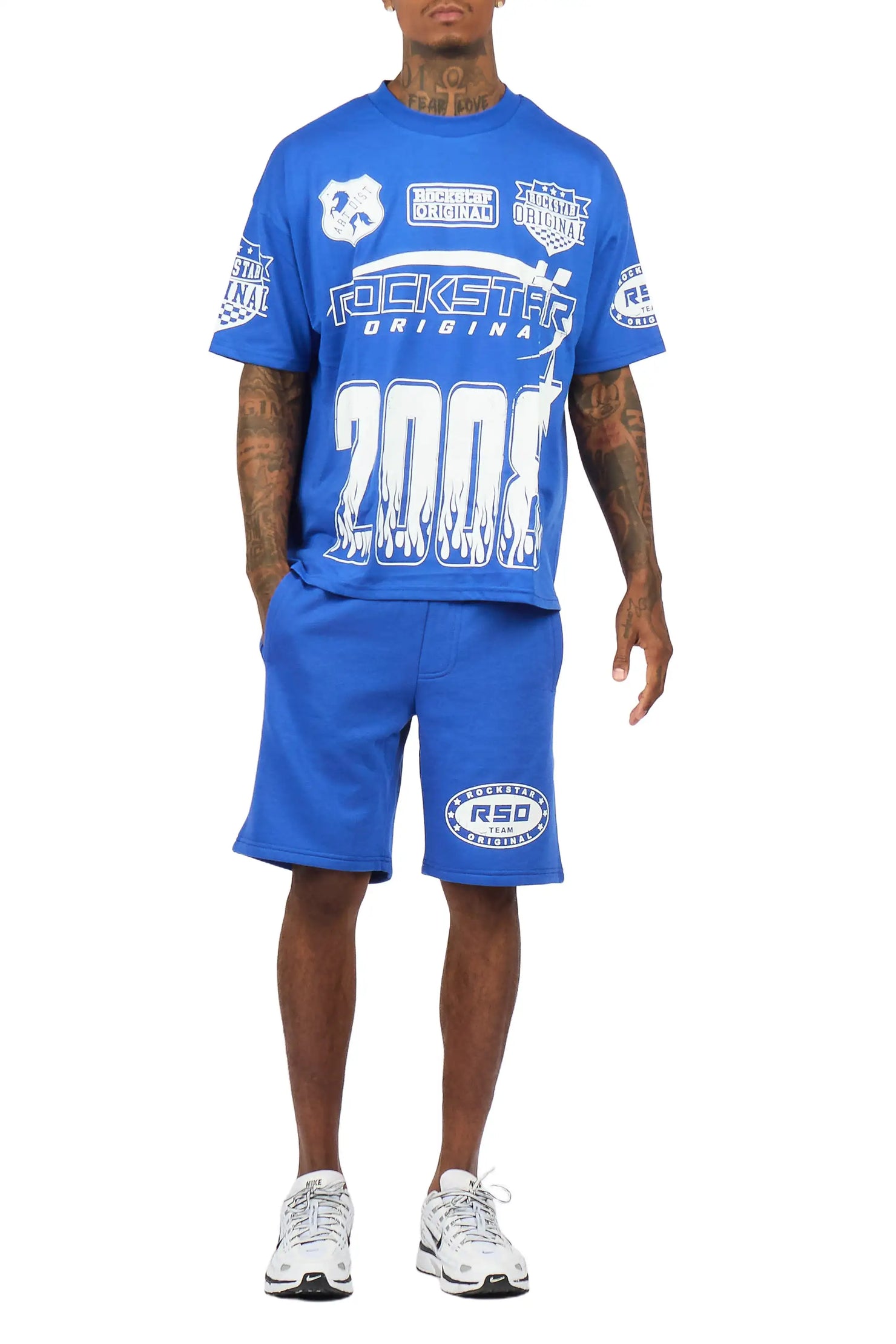Amos Royal Blue Graphic T-Shirt Short Set