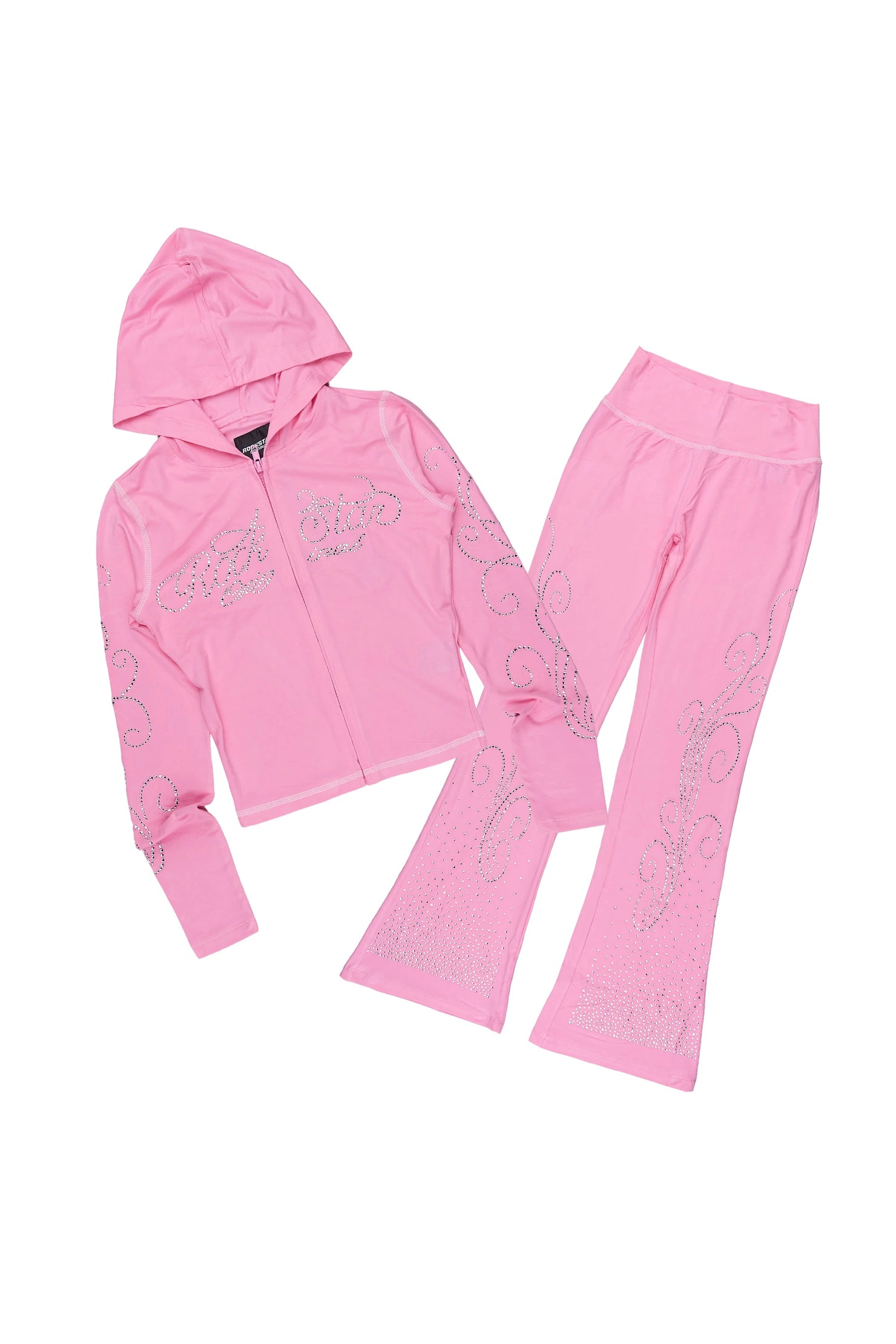 Girls Joella Pink Rhinestone Lounge Track Set