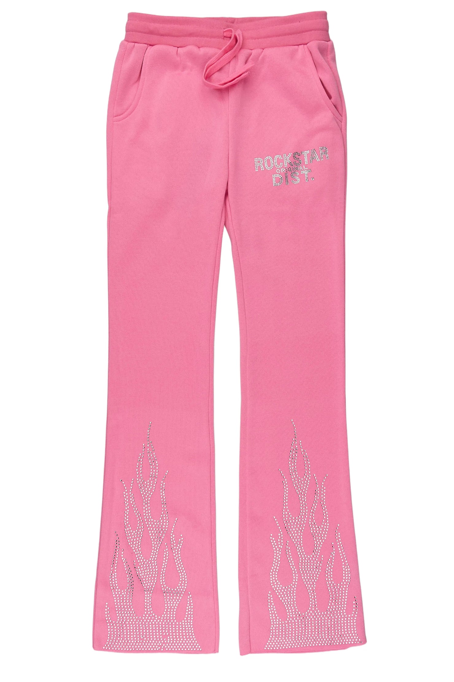 Girls Anastesia Pink Rhinestone Stacked Track Pant