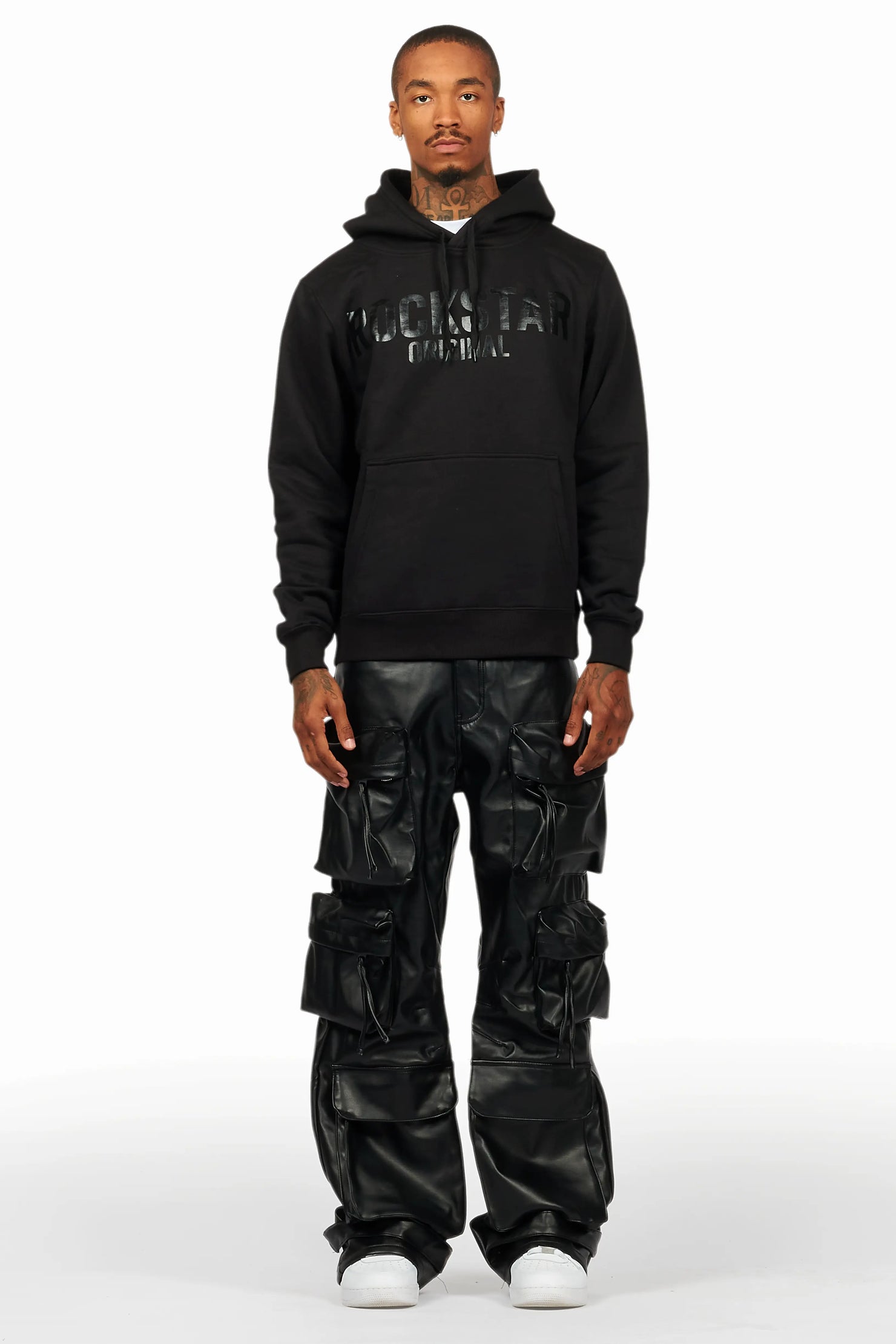 Sana Black Hoodie/Baggy Fit PU Jean Bundle