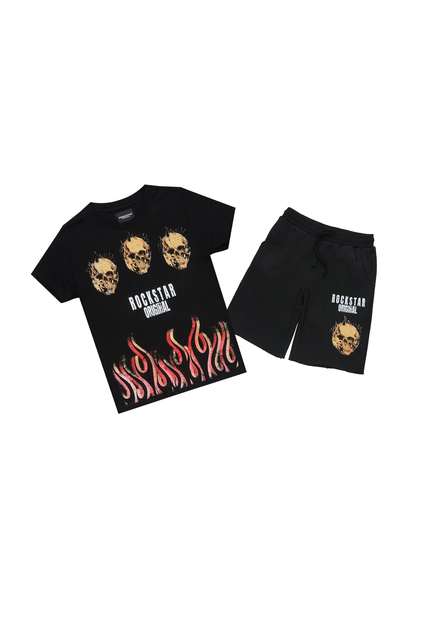 Boys Maezar Black T-Shirt Short Set
