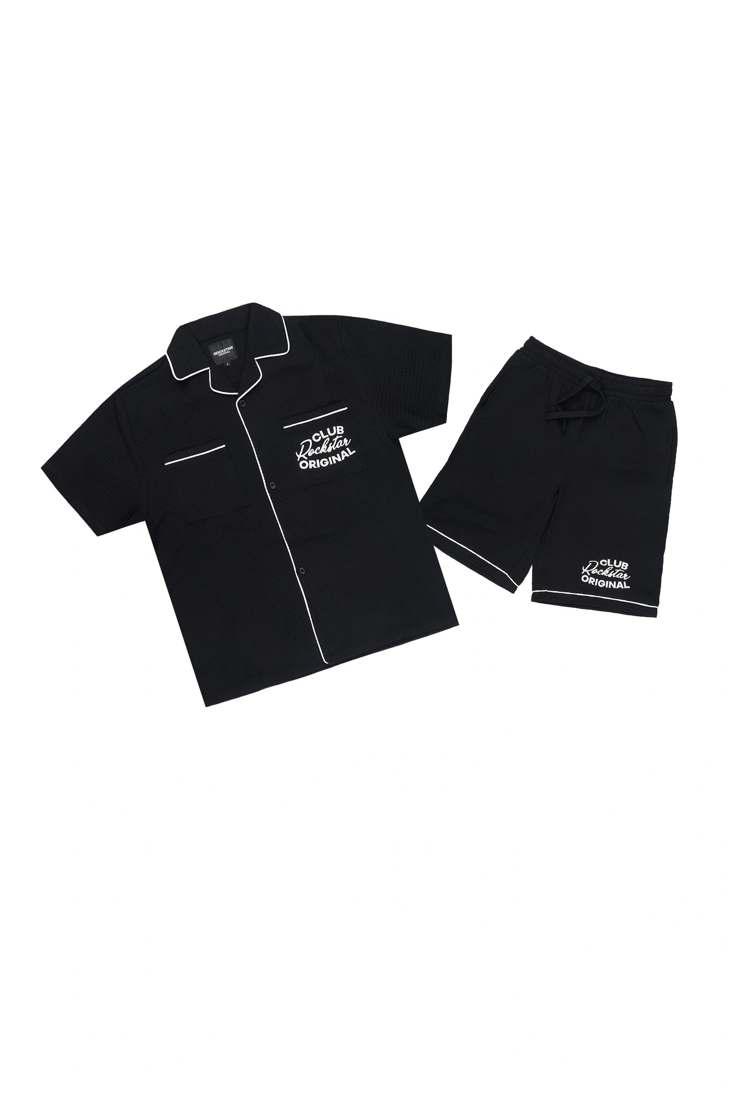 Boys Clarence Black Button Down Shirt/Short Set