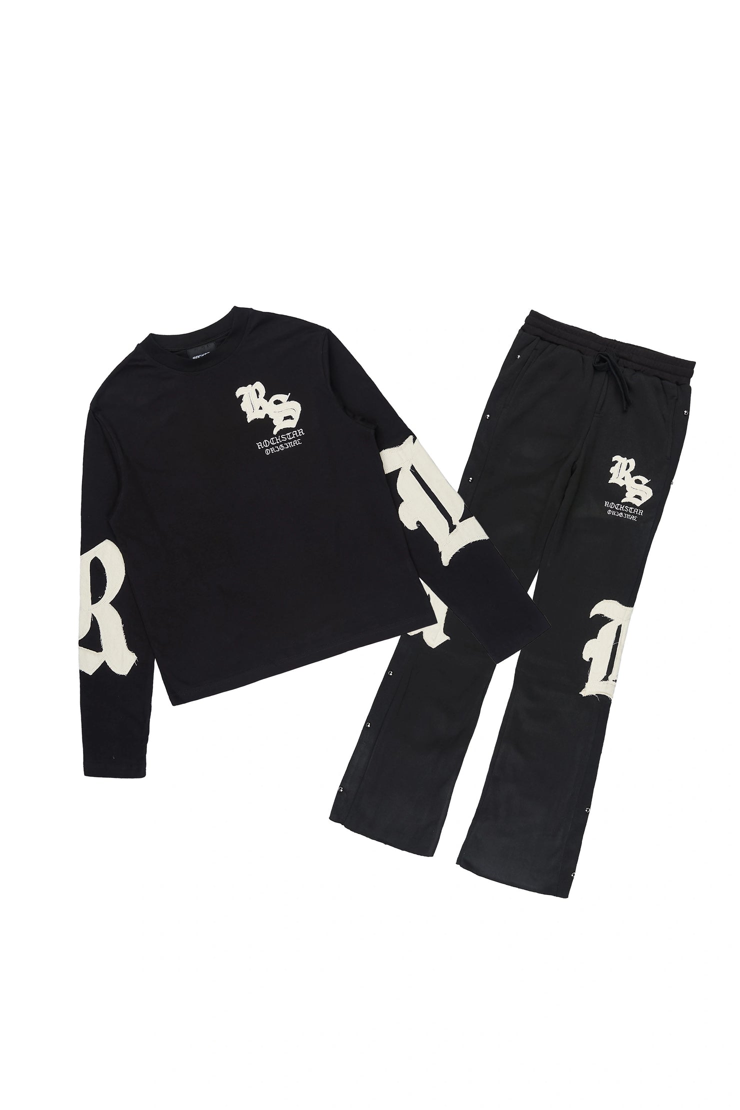 Boys Shire Black/White Long Sleeve Stacked Track Set
