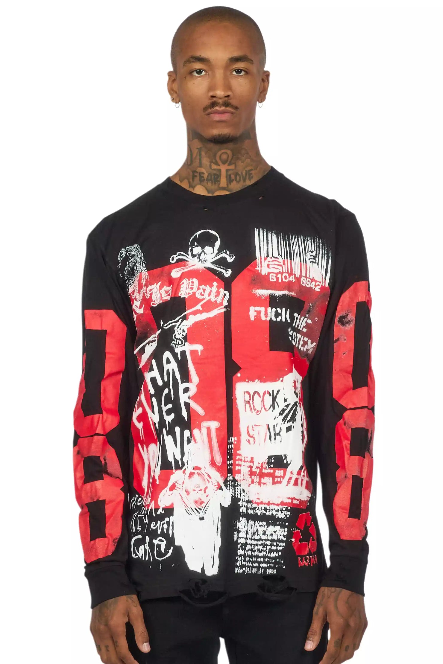 Grill Black/White Long Sleeve Graphic T-Shirt