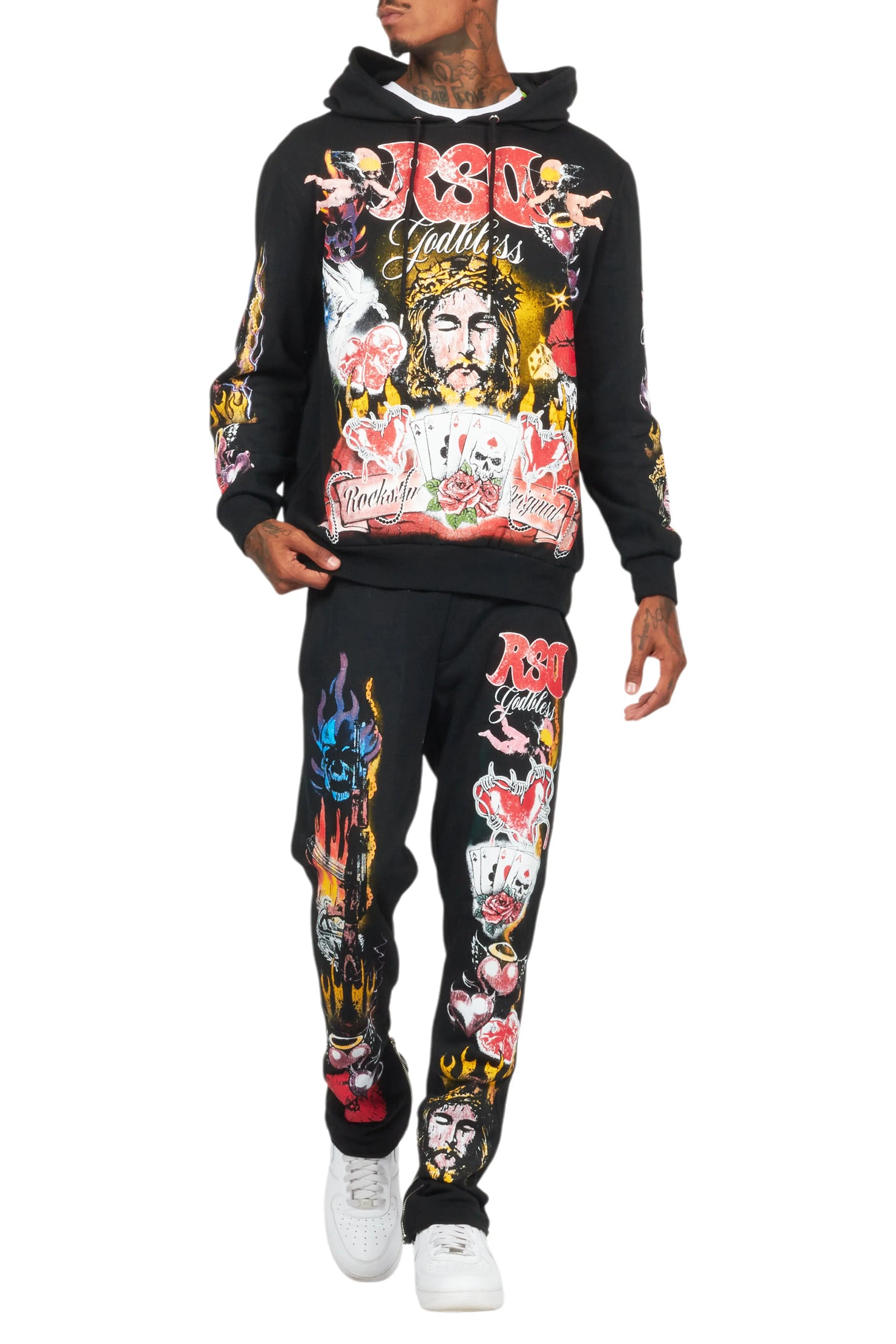 Germain Black Slim Fit Hoodie Track Set