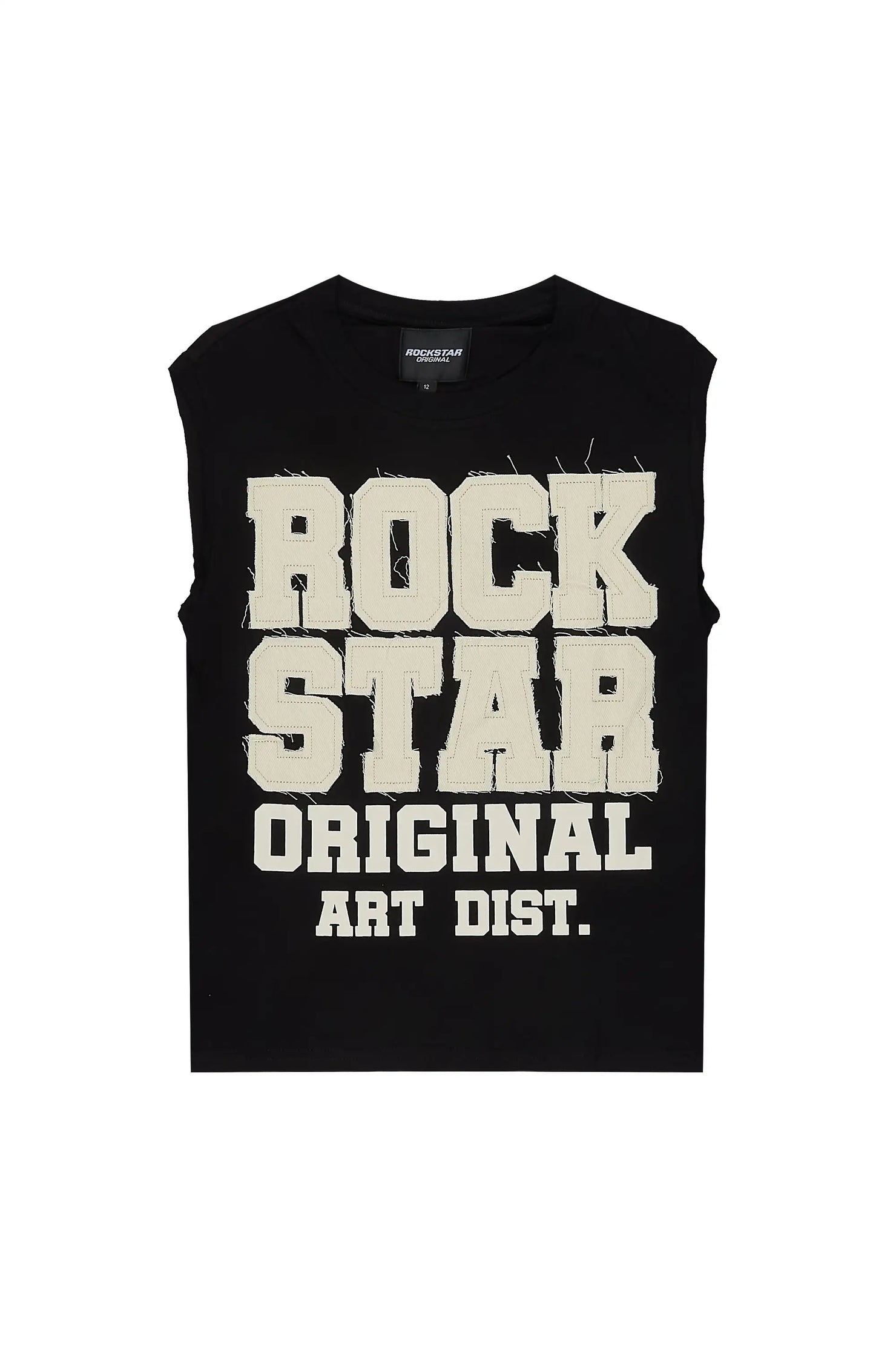 Boys Yulian Black Patch Cut Off T-Shirt