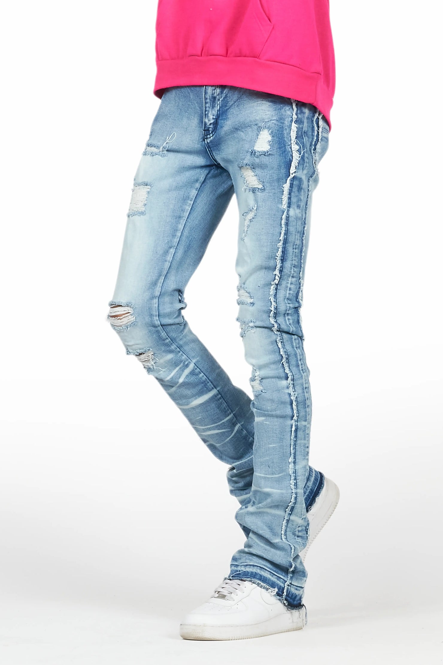 Rugged Blue Stacked Flare Jean