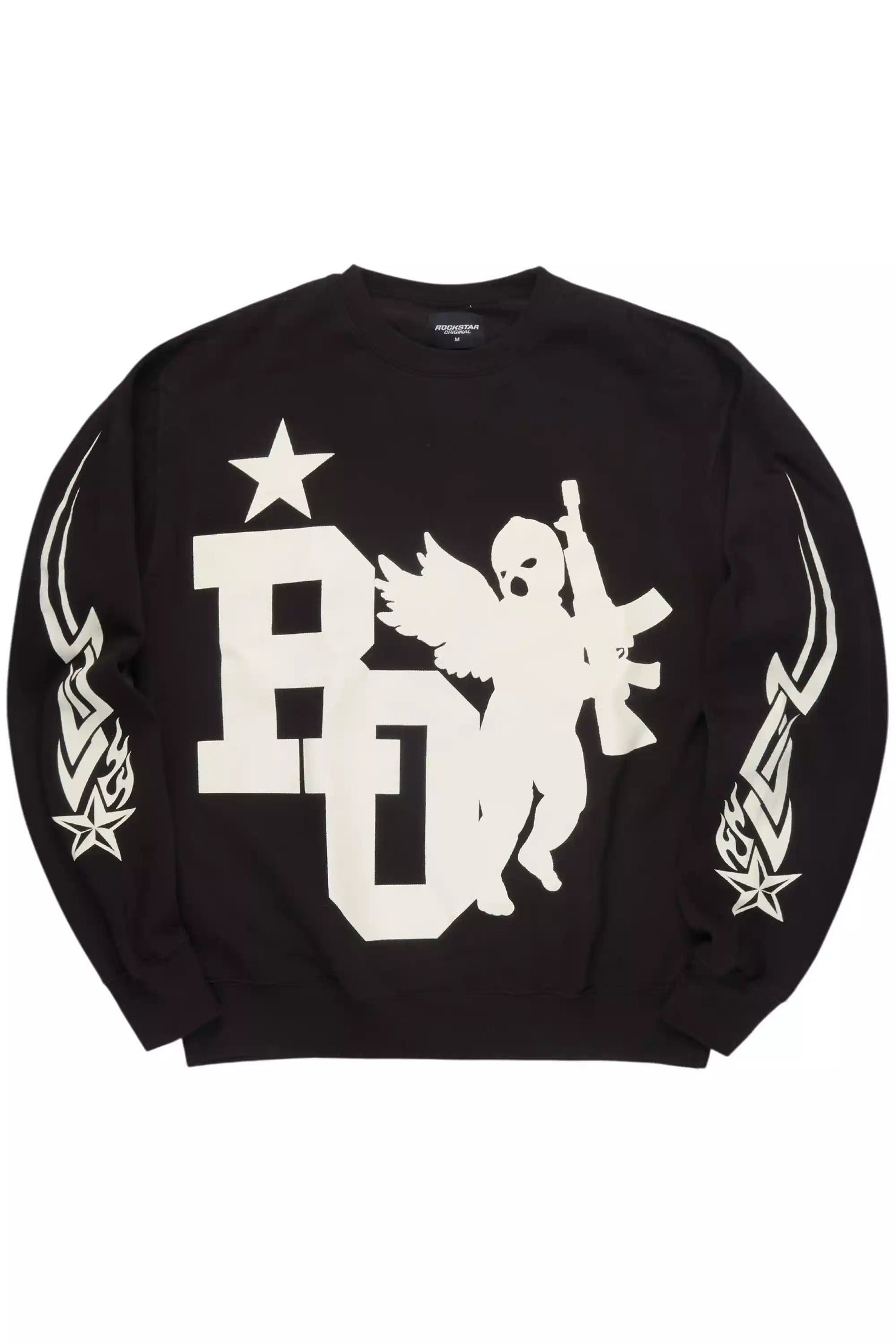 Danehsa Black Graphic Crewneck Sweatshirt