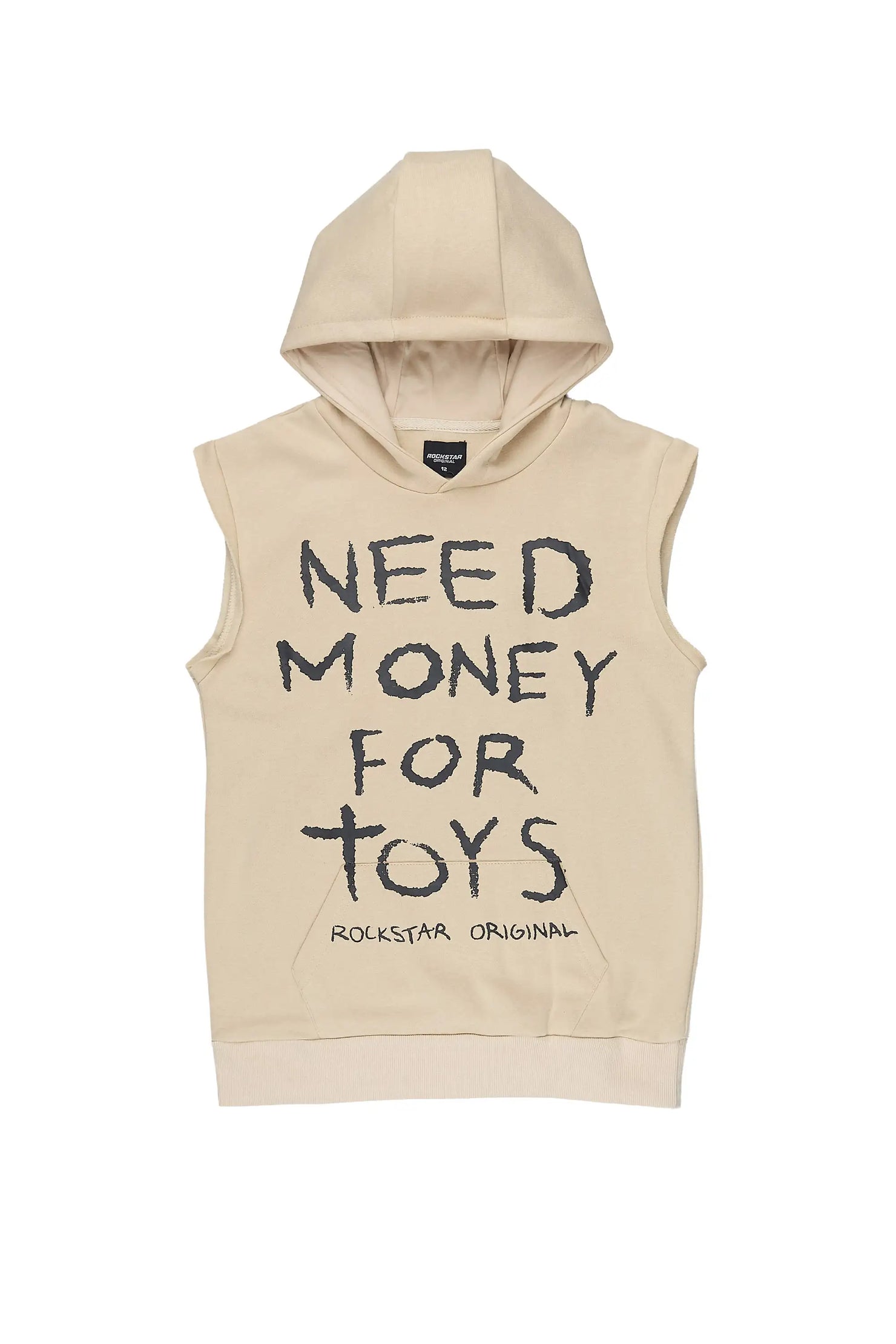 Boys M4 Toys Beige Cut Sleeve Hoodie