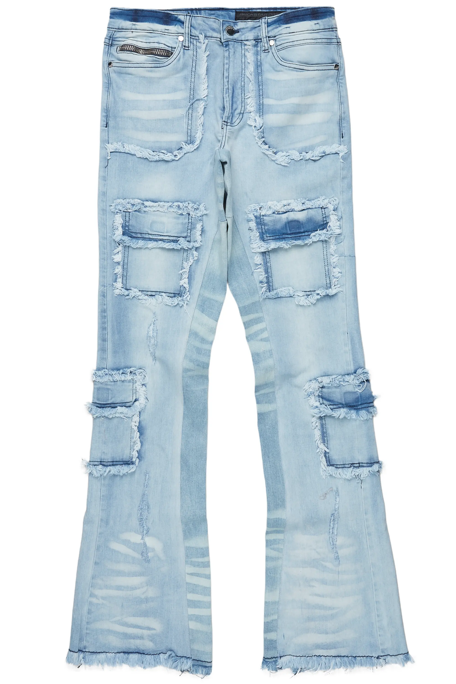 Ubba Blue Baggy Cargo Stacked Jean