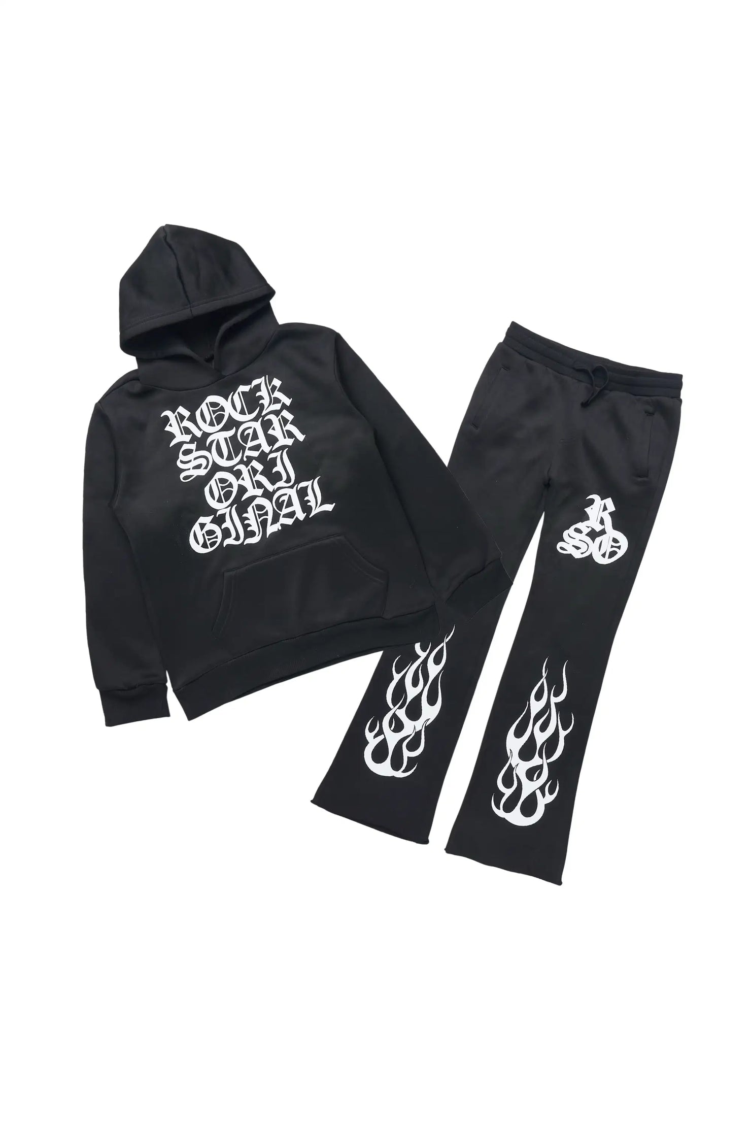 Girls Anisha Black/White Stacked Track Set