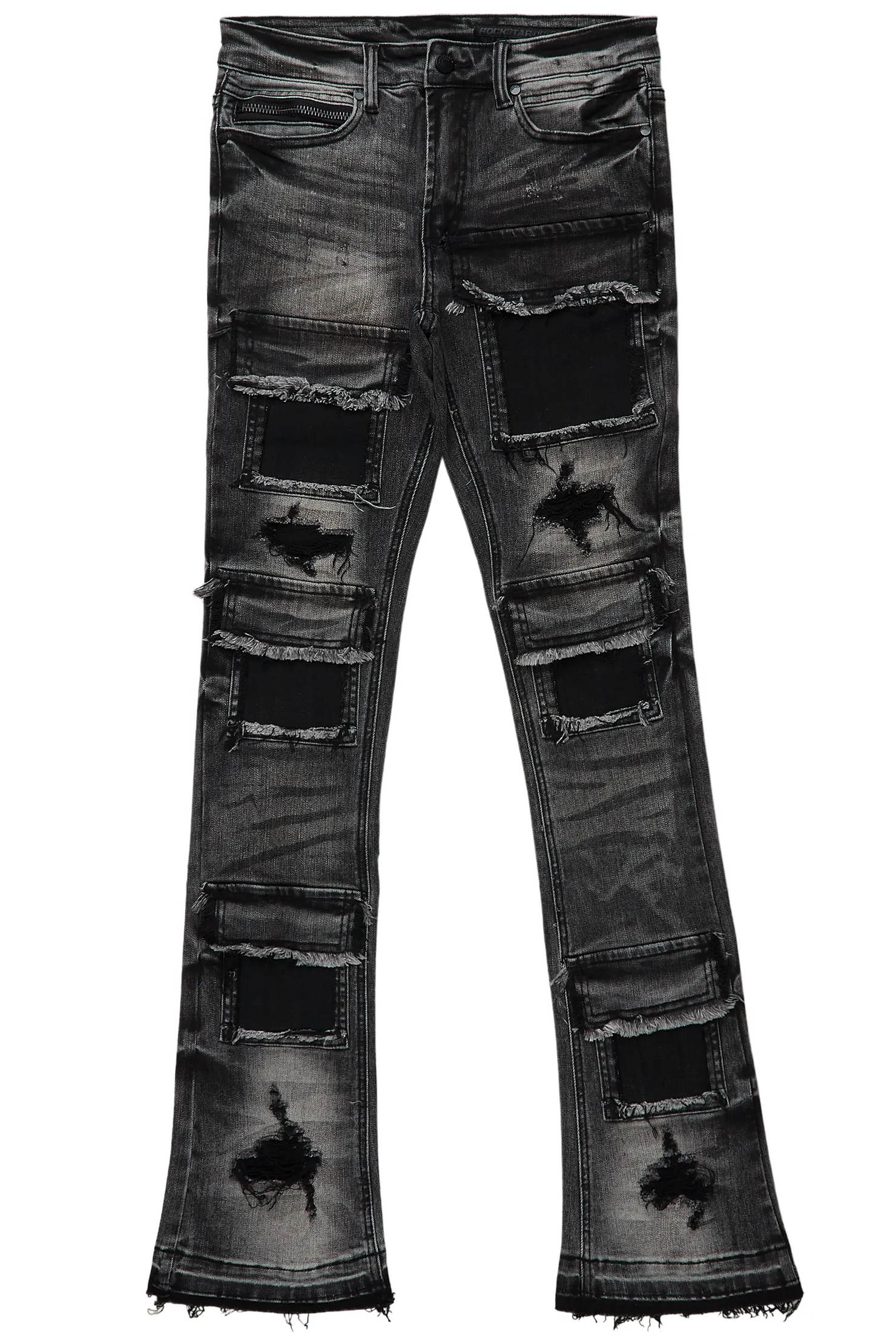 Petrus Grey Stacked Flare Jean