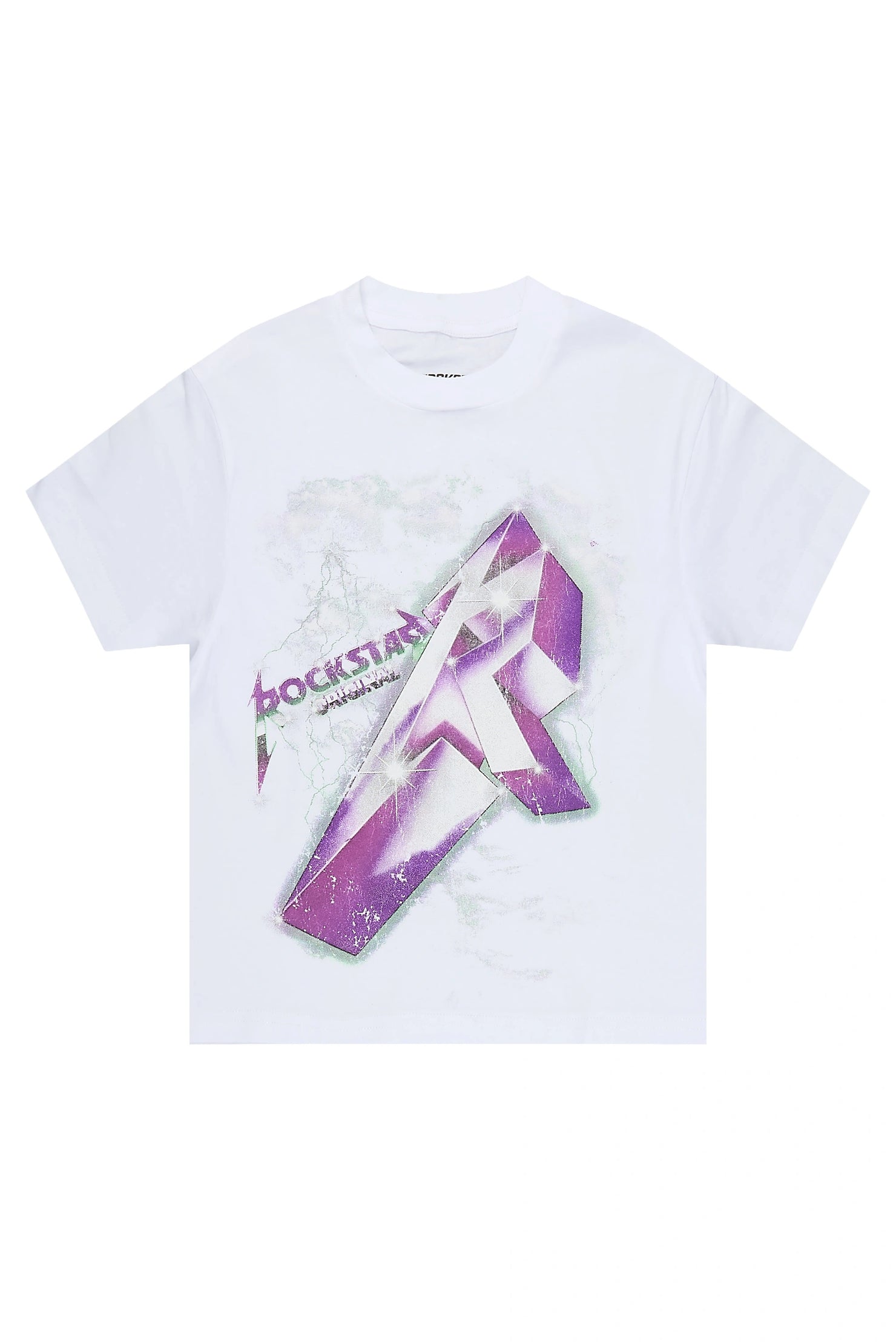 Girls Vayla White/Lavender Graphic T-Shirt