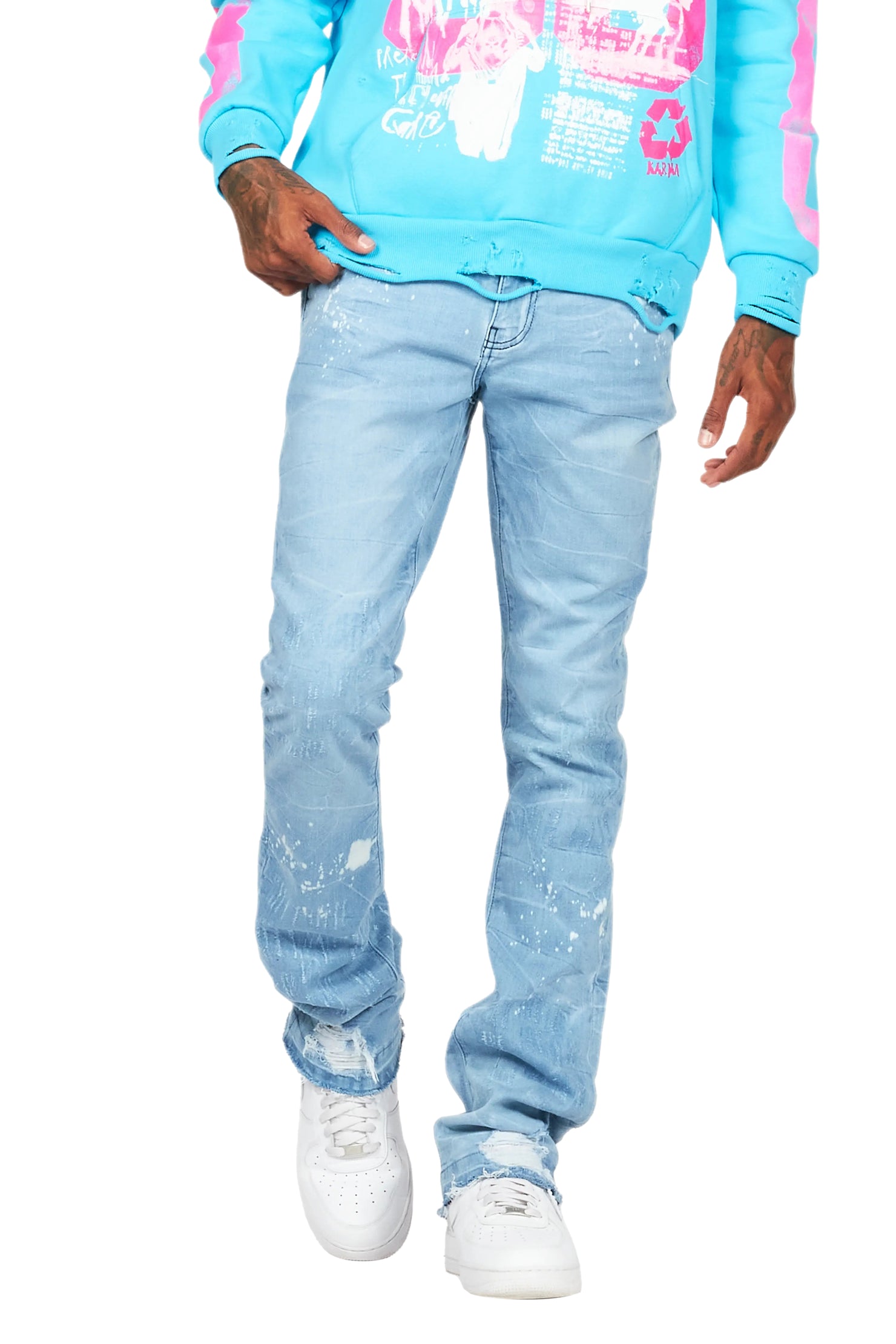 Molter Light Blue Stacked Flare Jean