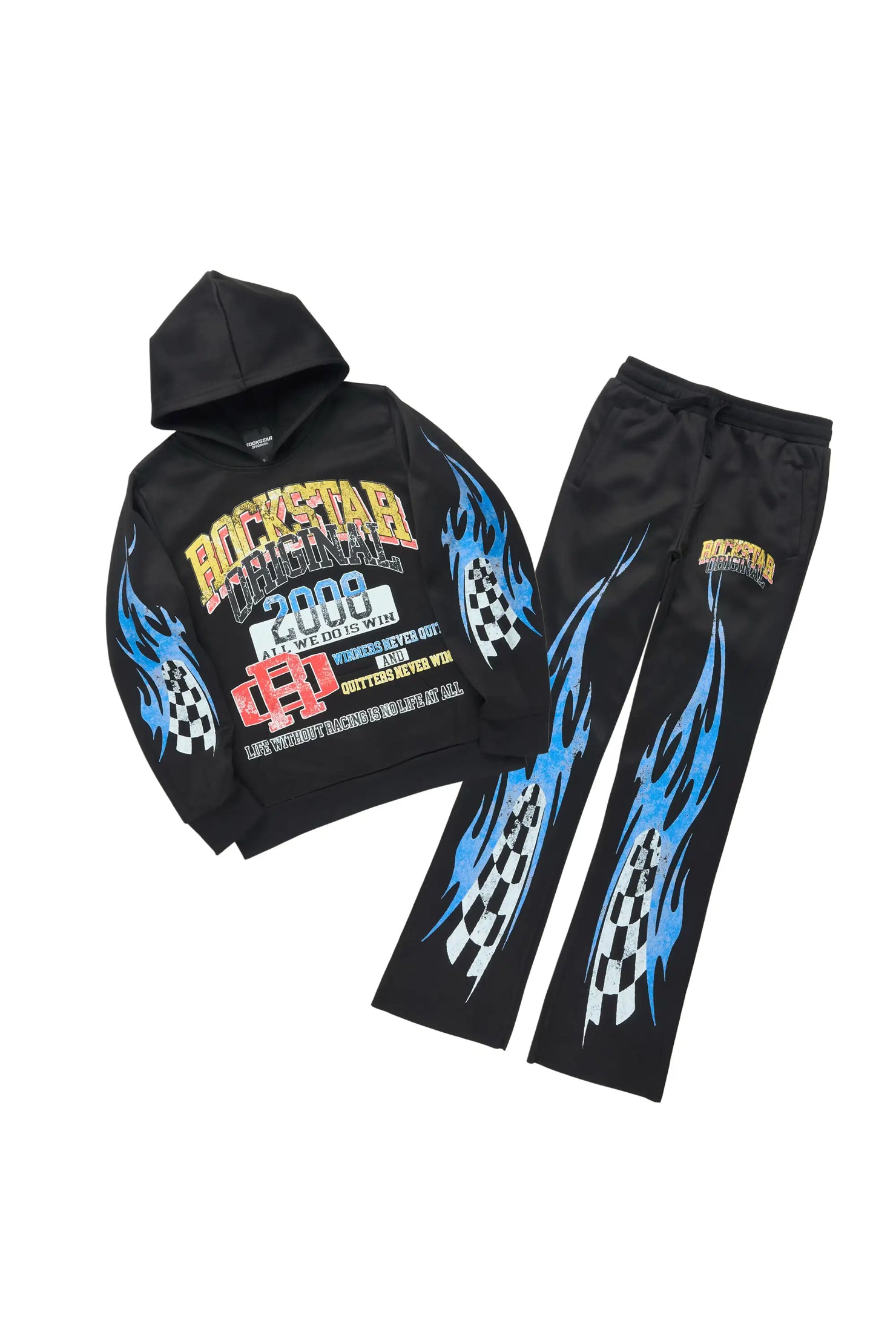 Boys Colorful Black/Multi Stacked Track Set