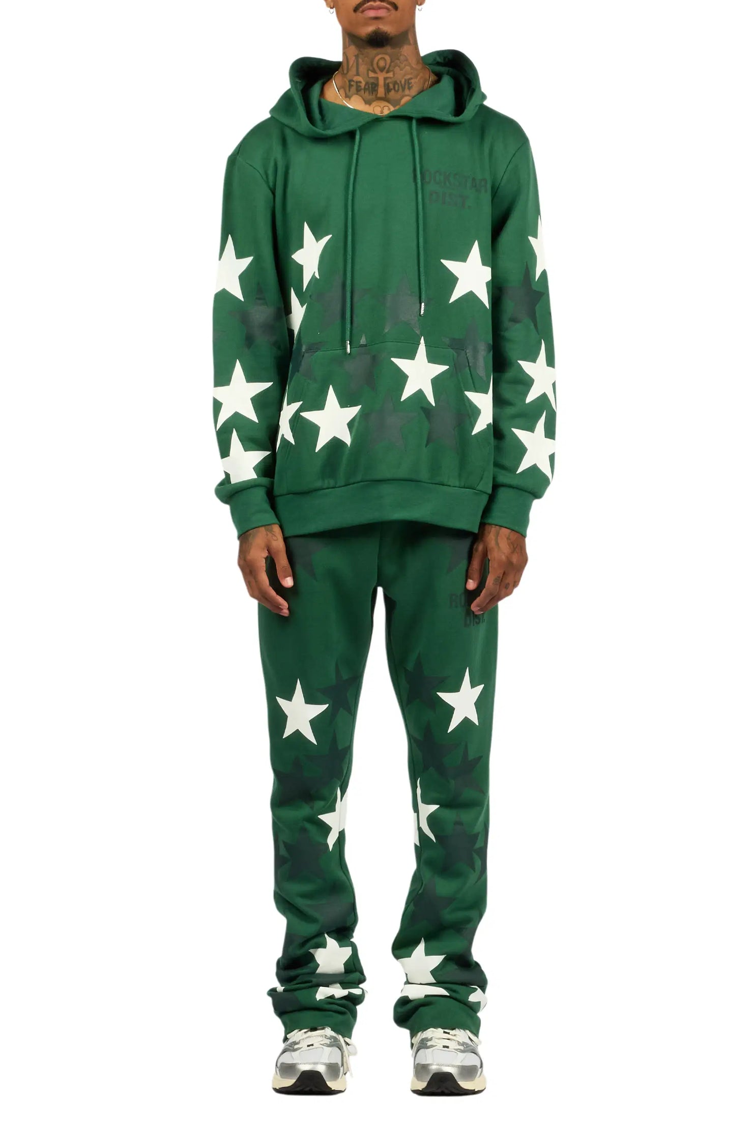 Starlane Green Hoodie Stacked Flare Fit Track Set