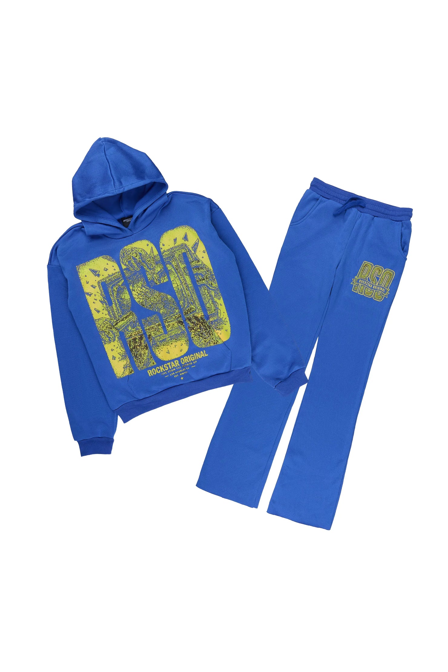 Boys Brando Royal/Orange Stacked Hoodie Track Set