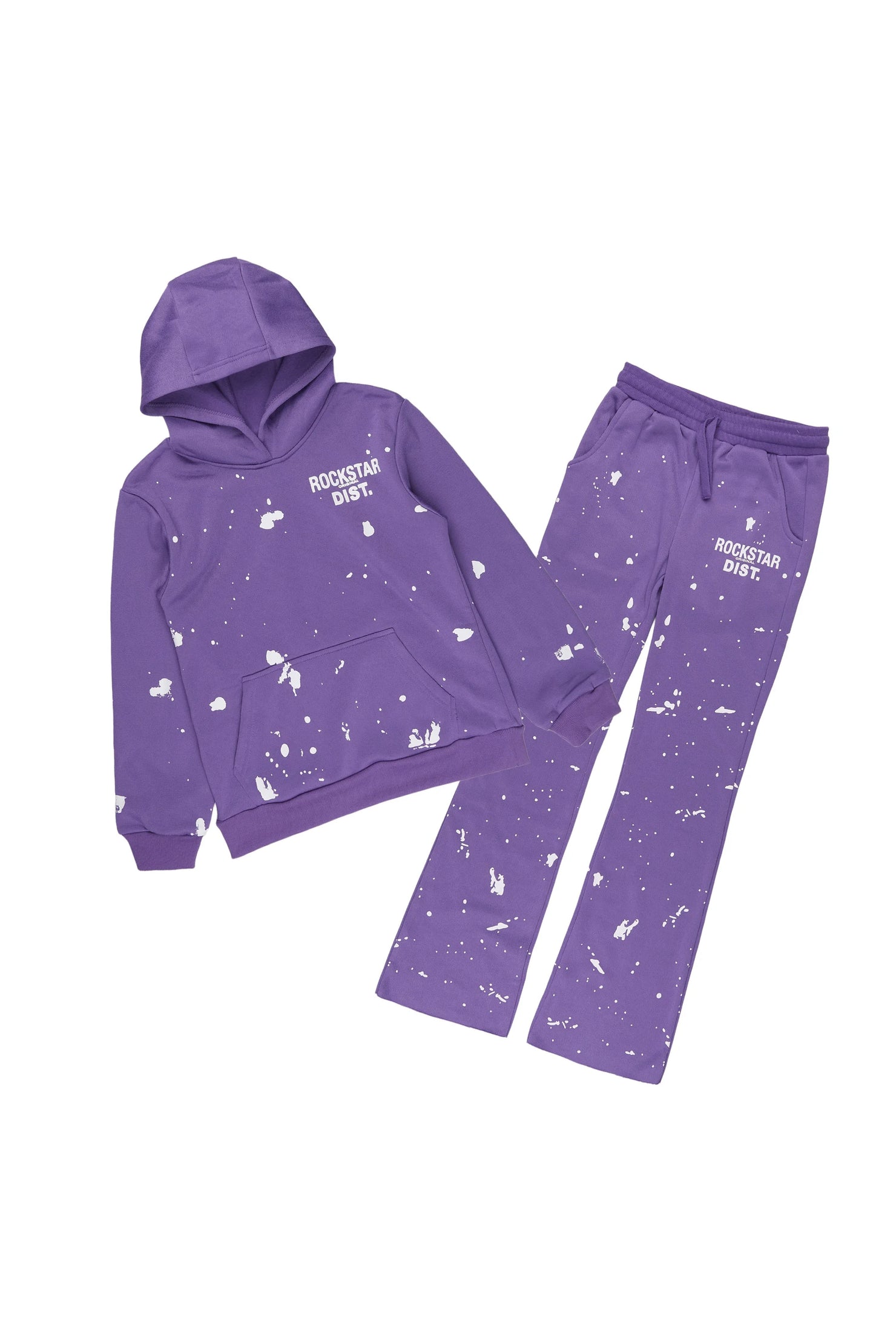 Girls Hadley Purple Hoodie Stacked Flare Track Set