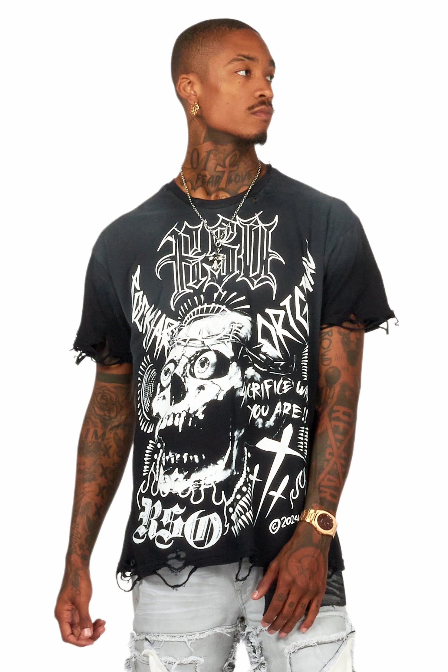 Fein Black Oversized Graphic T-Shirt