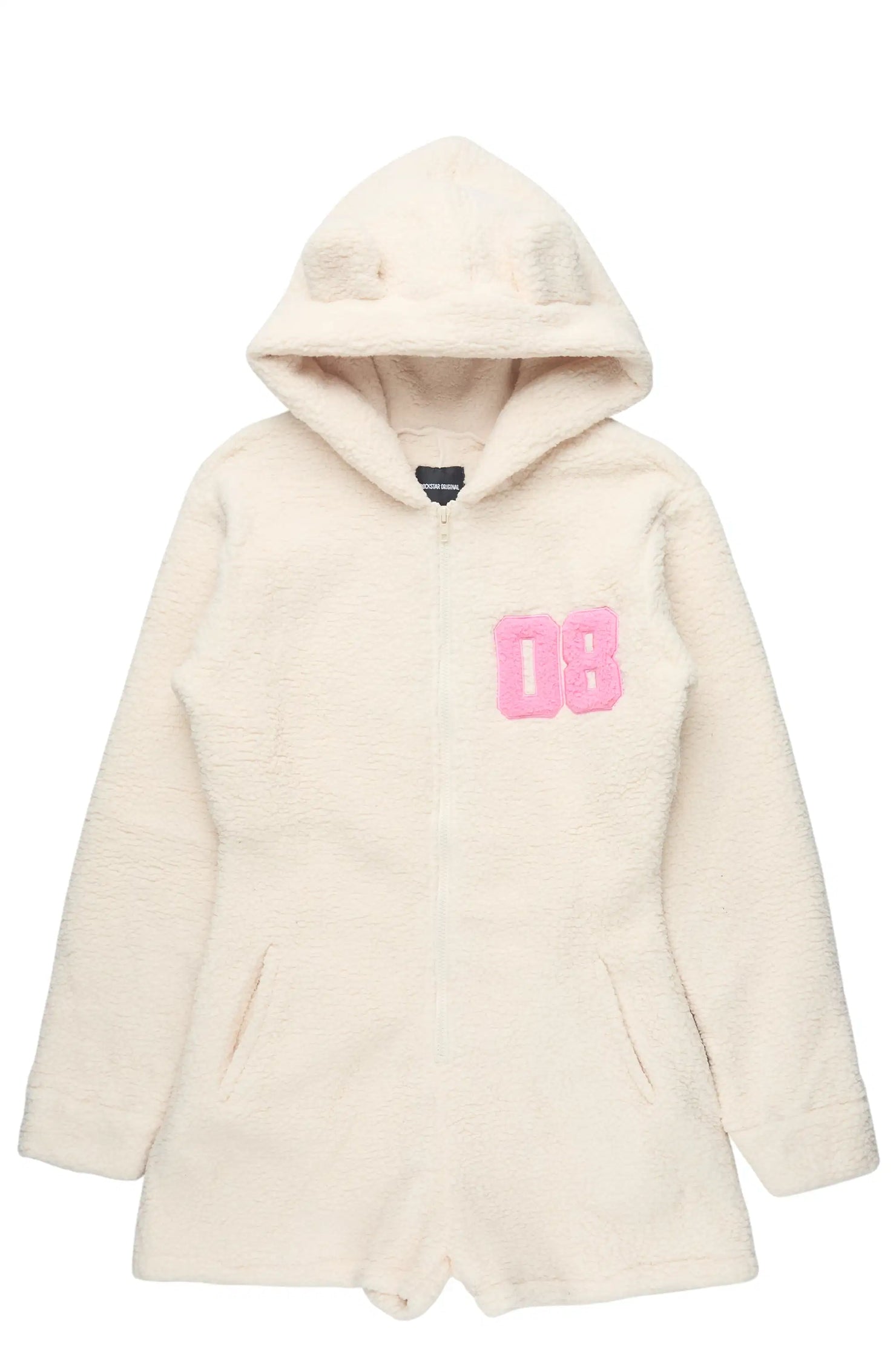 Shanakia Beige/Pink Sherpa Romper