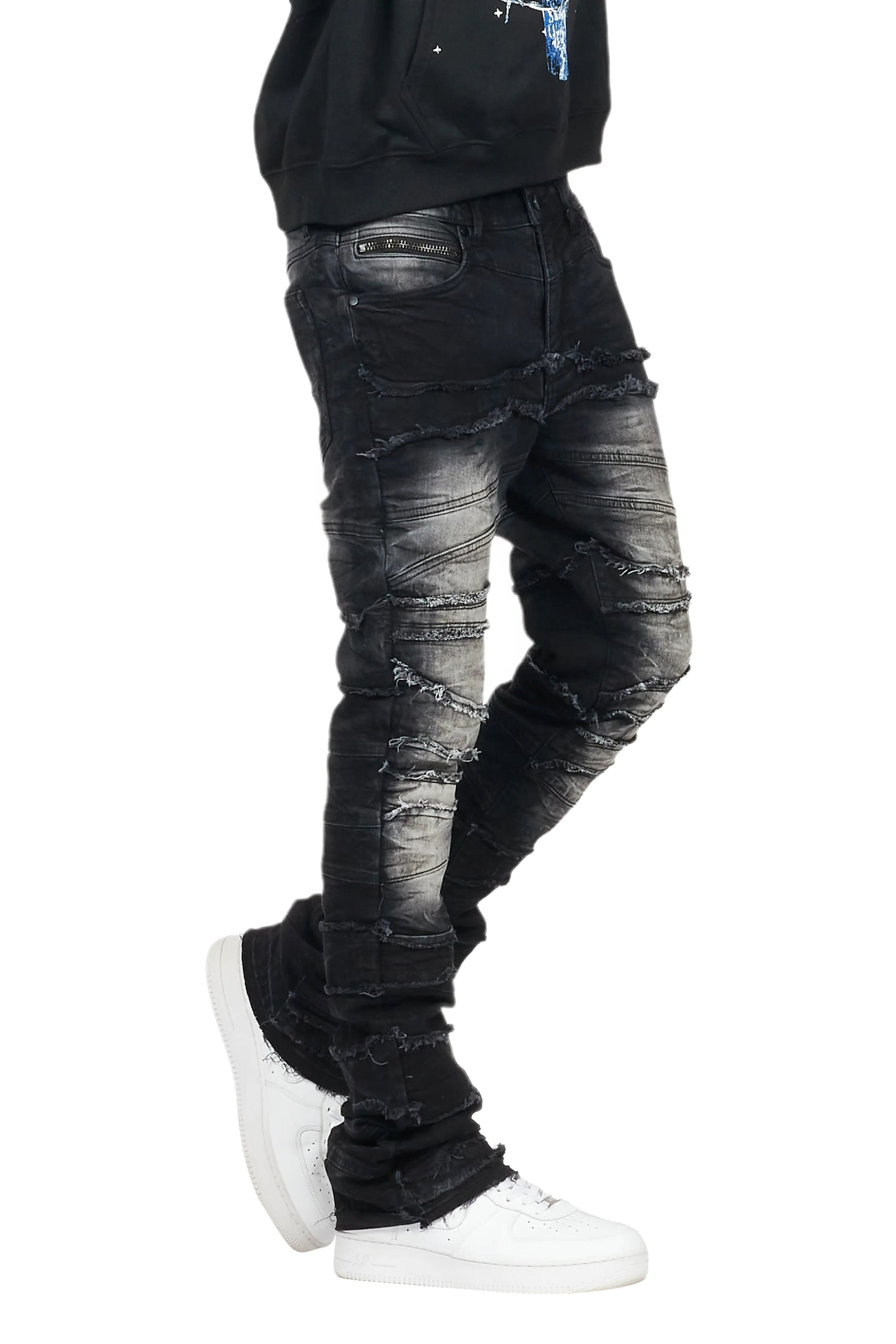 Franko Black Stacked Flare Jean