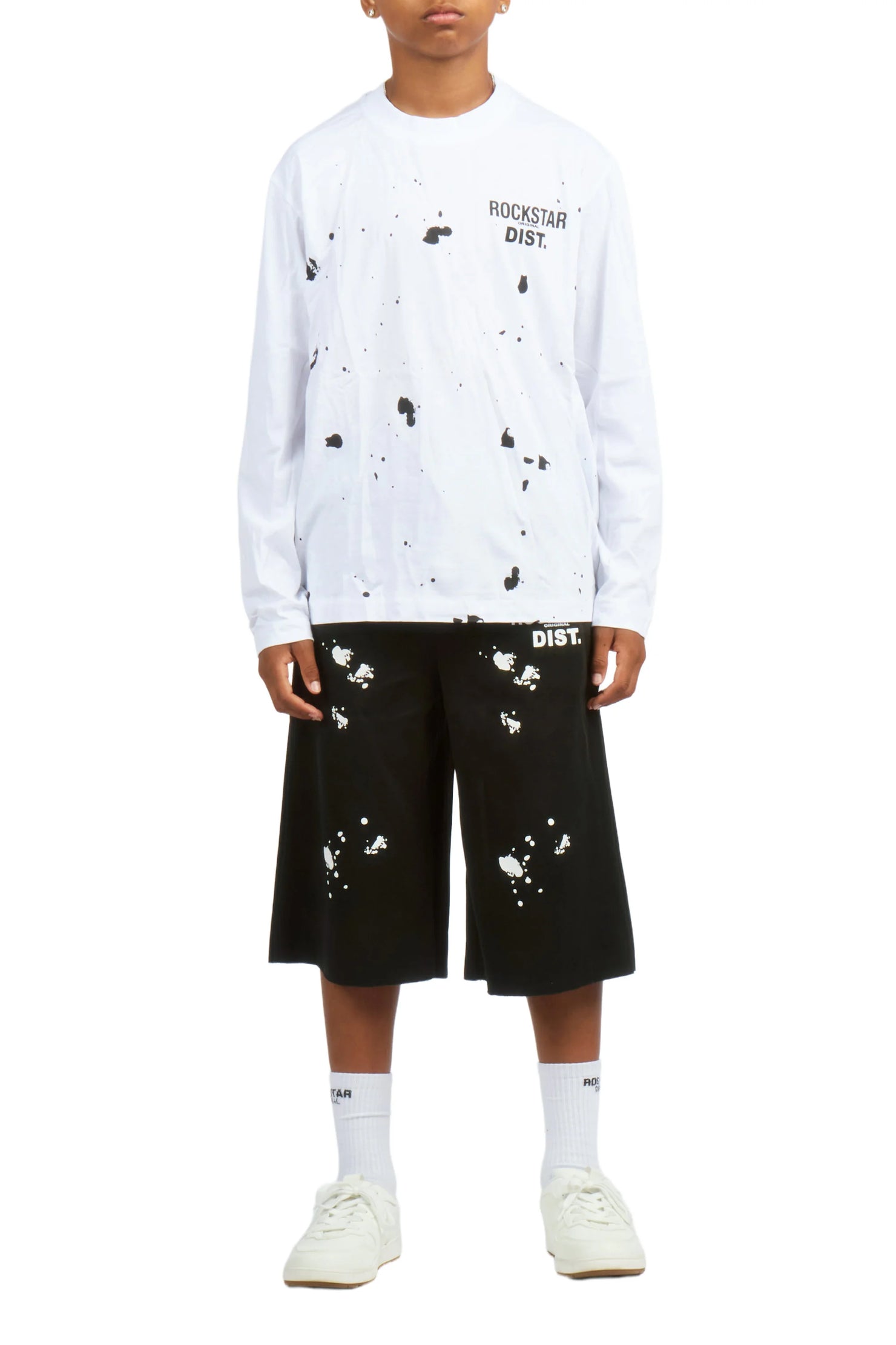 Boys Raffer White/Black L/S T-Shirt Jort Set