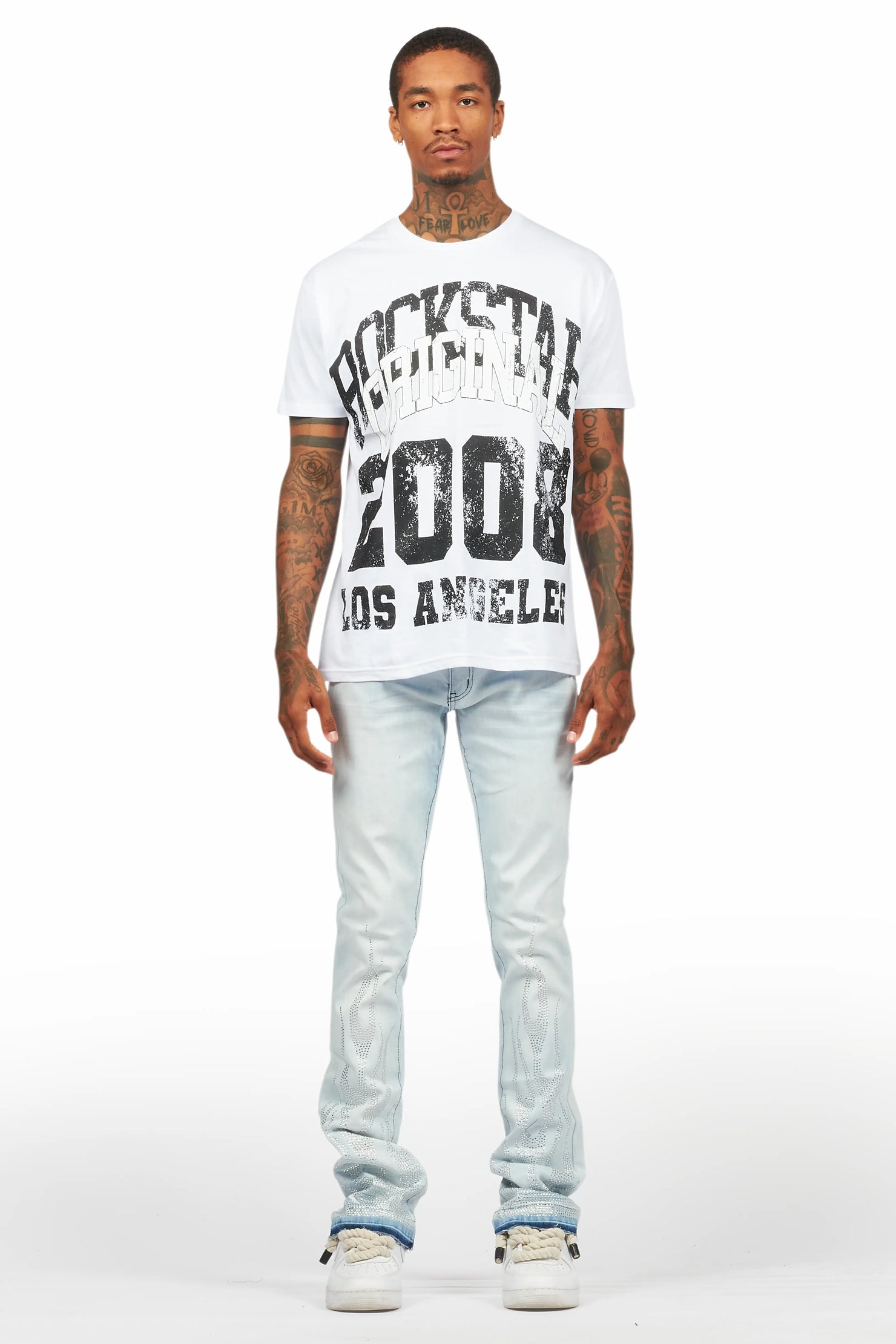 Samba Blue Rhinestone Stacked Flare Jean